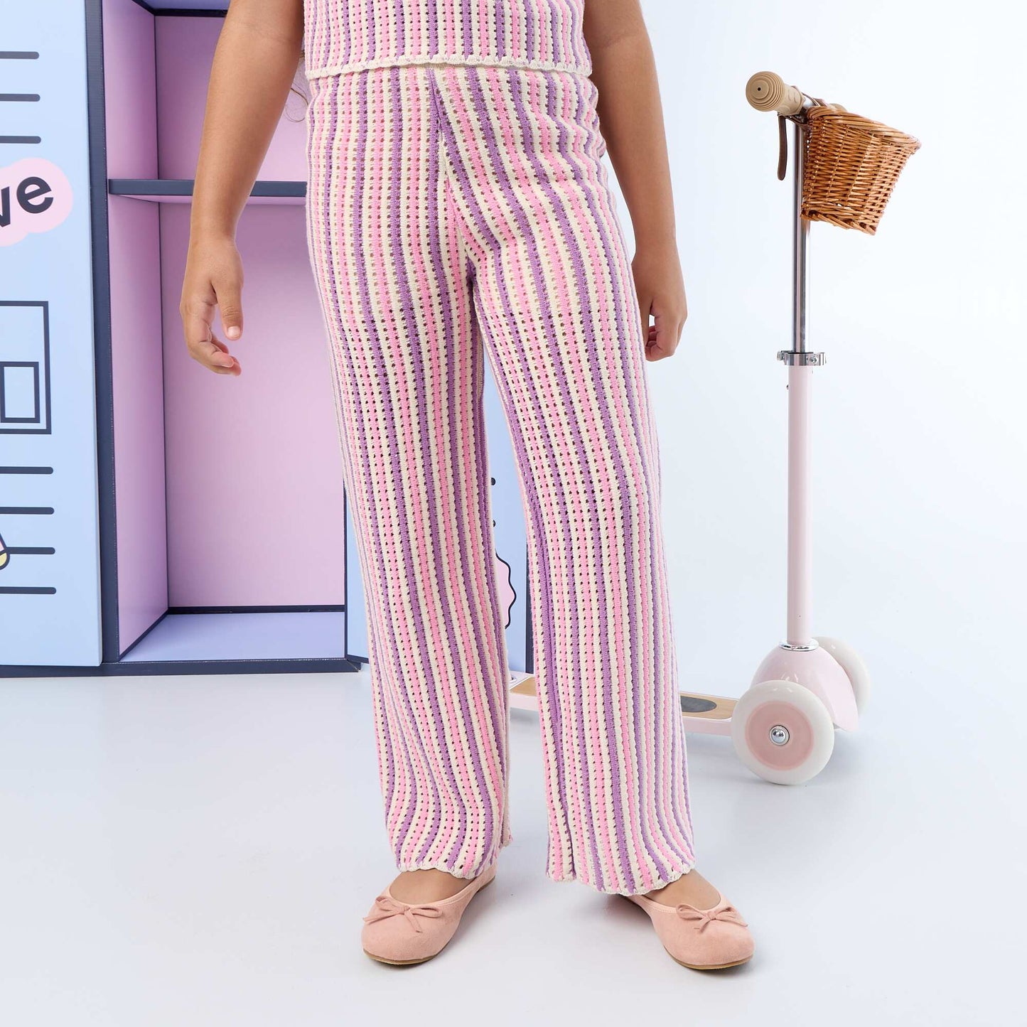 Striped Crochet-Knit Effect Pants PURPLE
