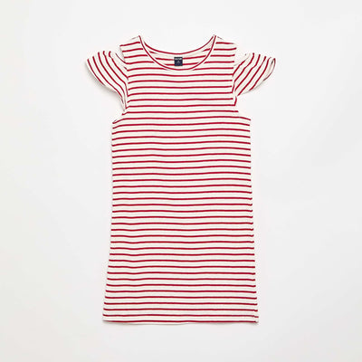 Thigh-length dress with shoulder cut-outs RED