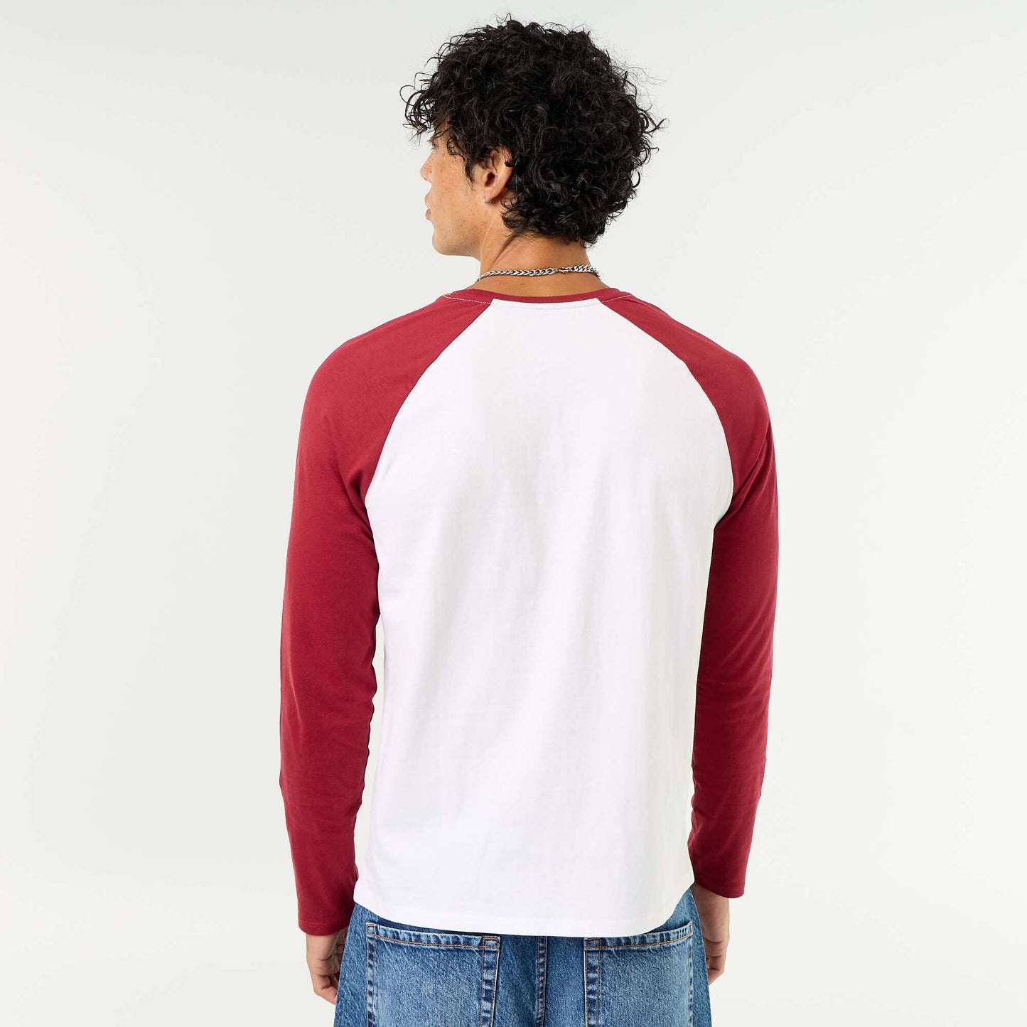 Printed T-shirt with Long Raglan Sleeves RED