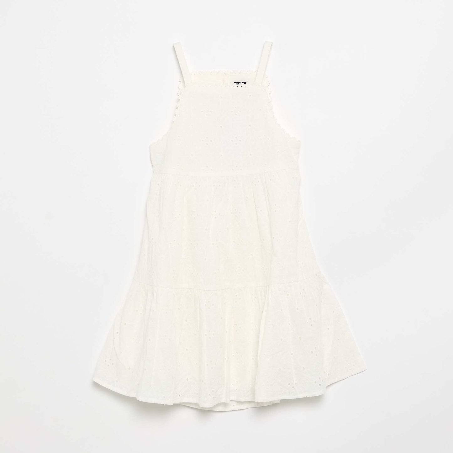 Strappy dress with broderie anglaise WHITE