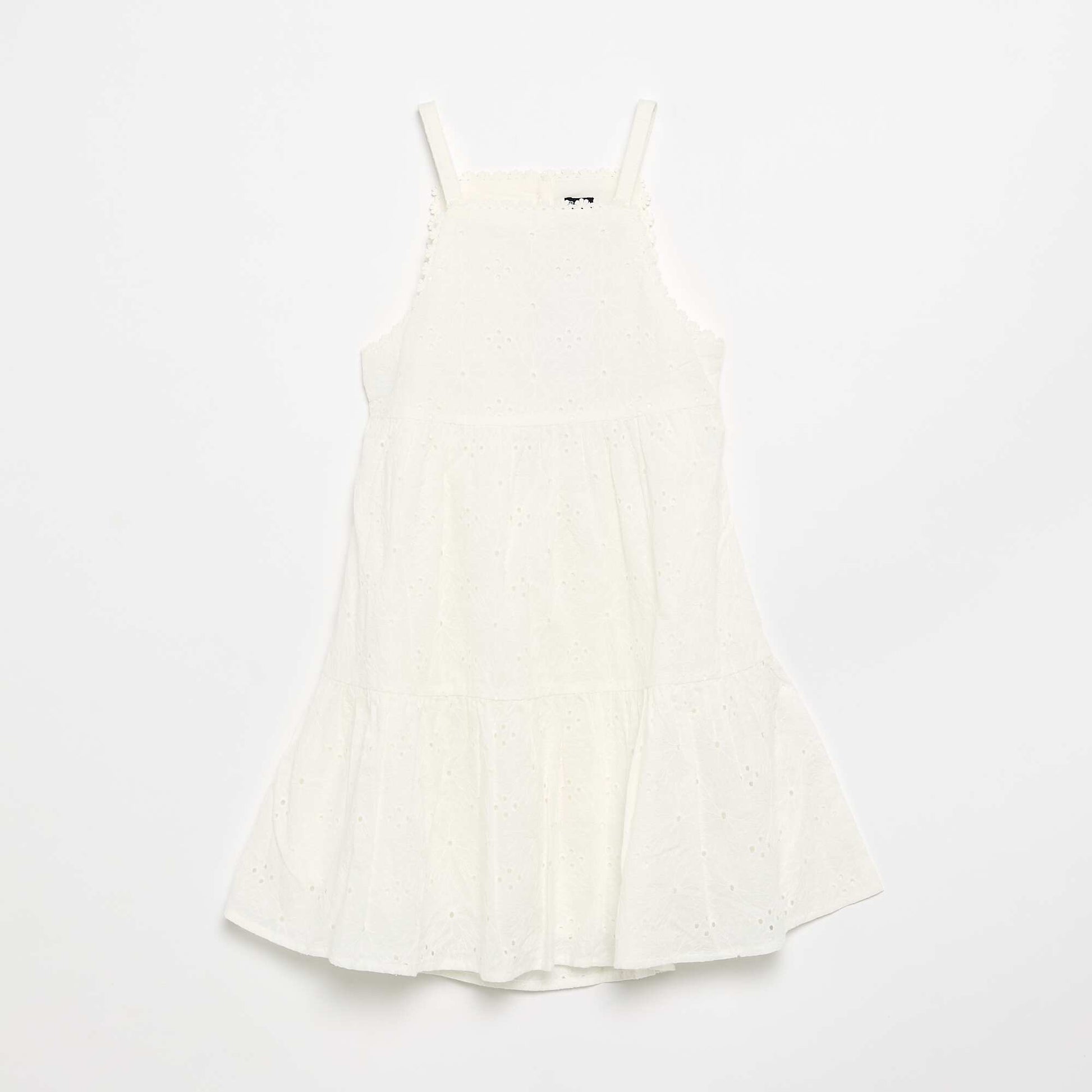 Strappy dress with broderie anglaise WHITE