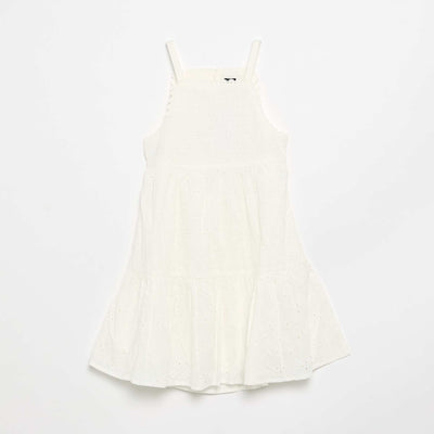 Strappy dress with broderie anglaise WHITE