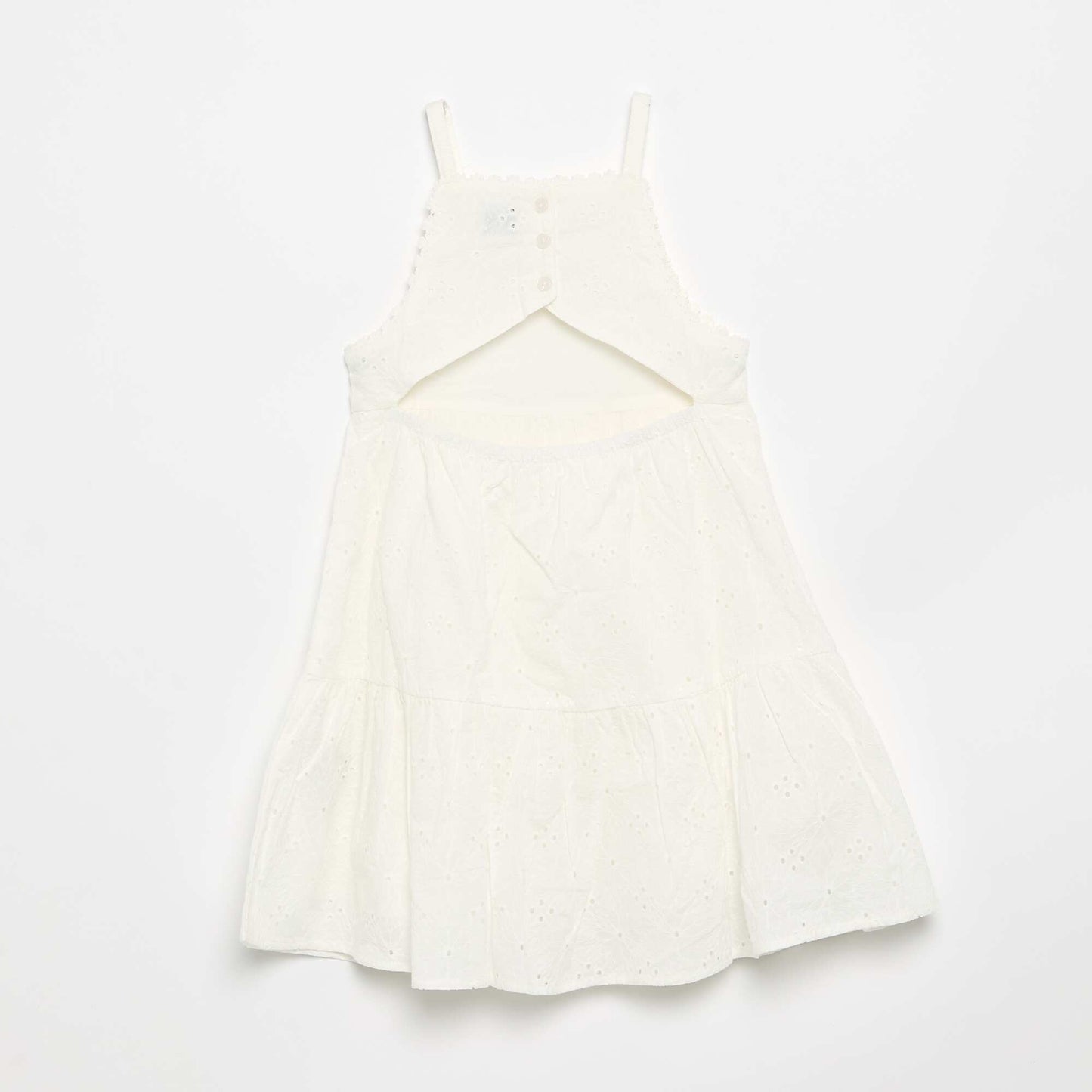 Strappy dress with broderie anglaise WHITE