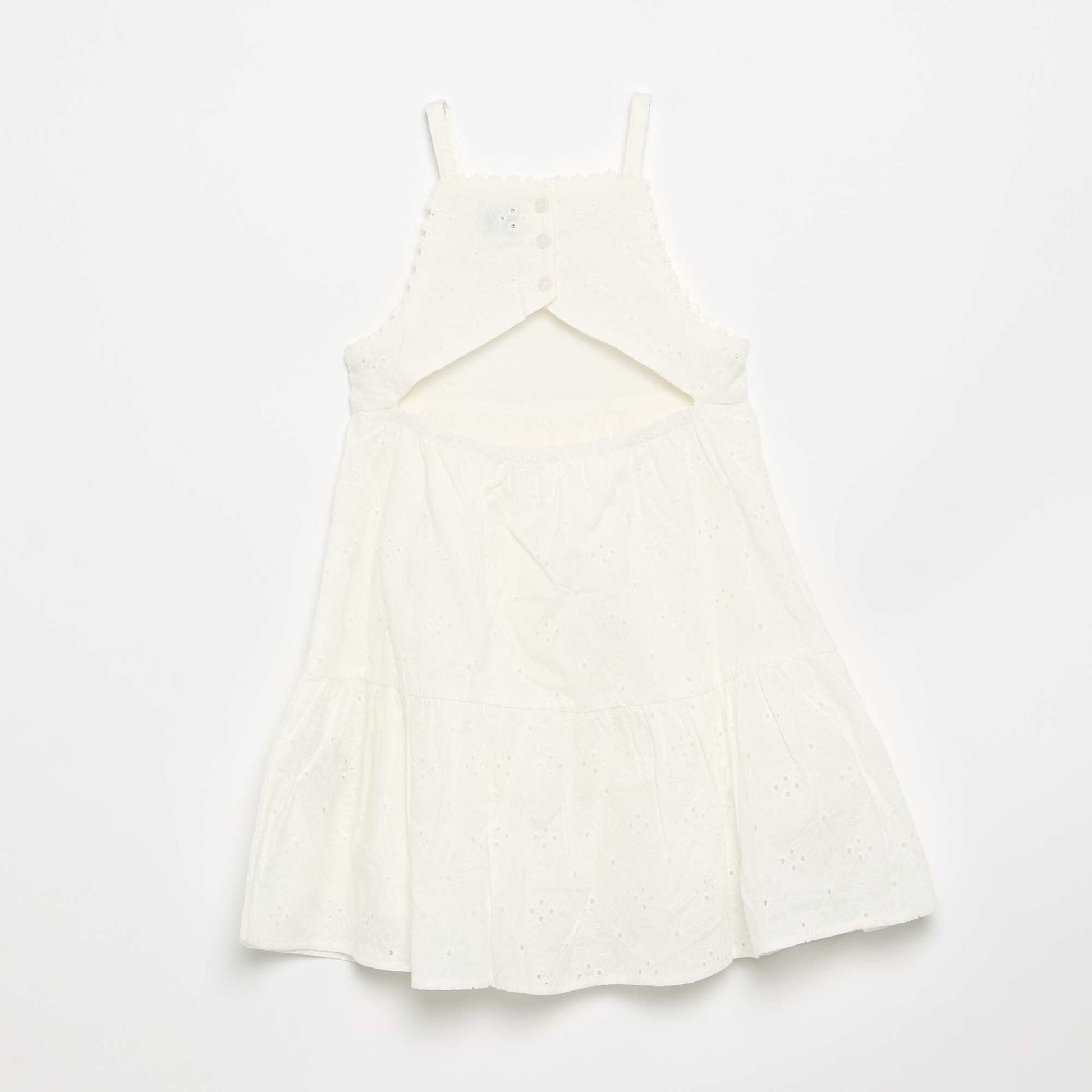 Strappy dress with broderie anglaise WHITE