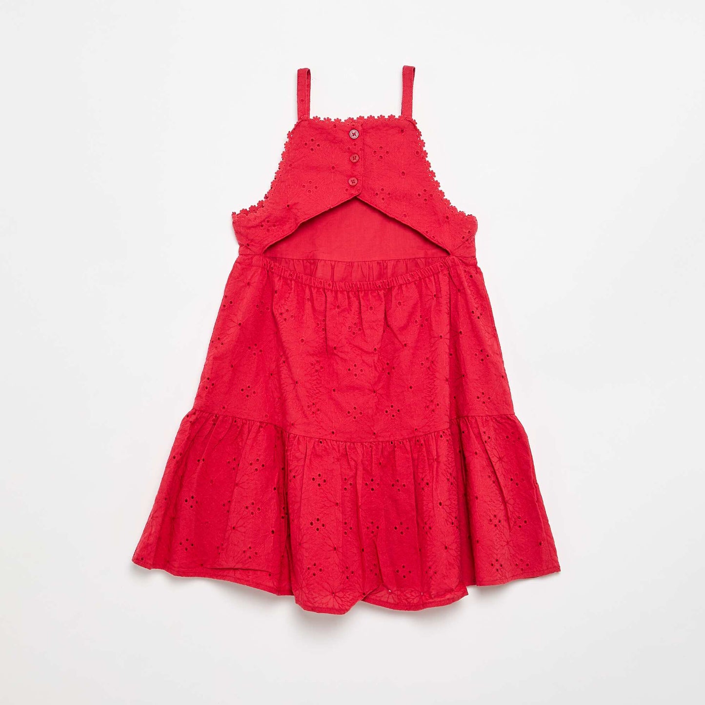 Strappy dress with broderie anglaise RED