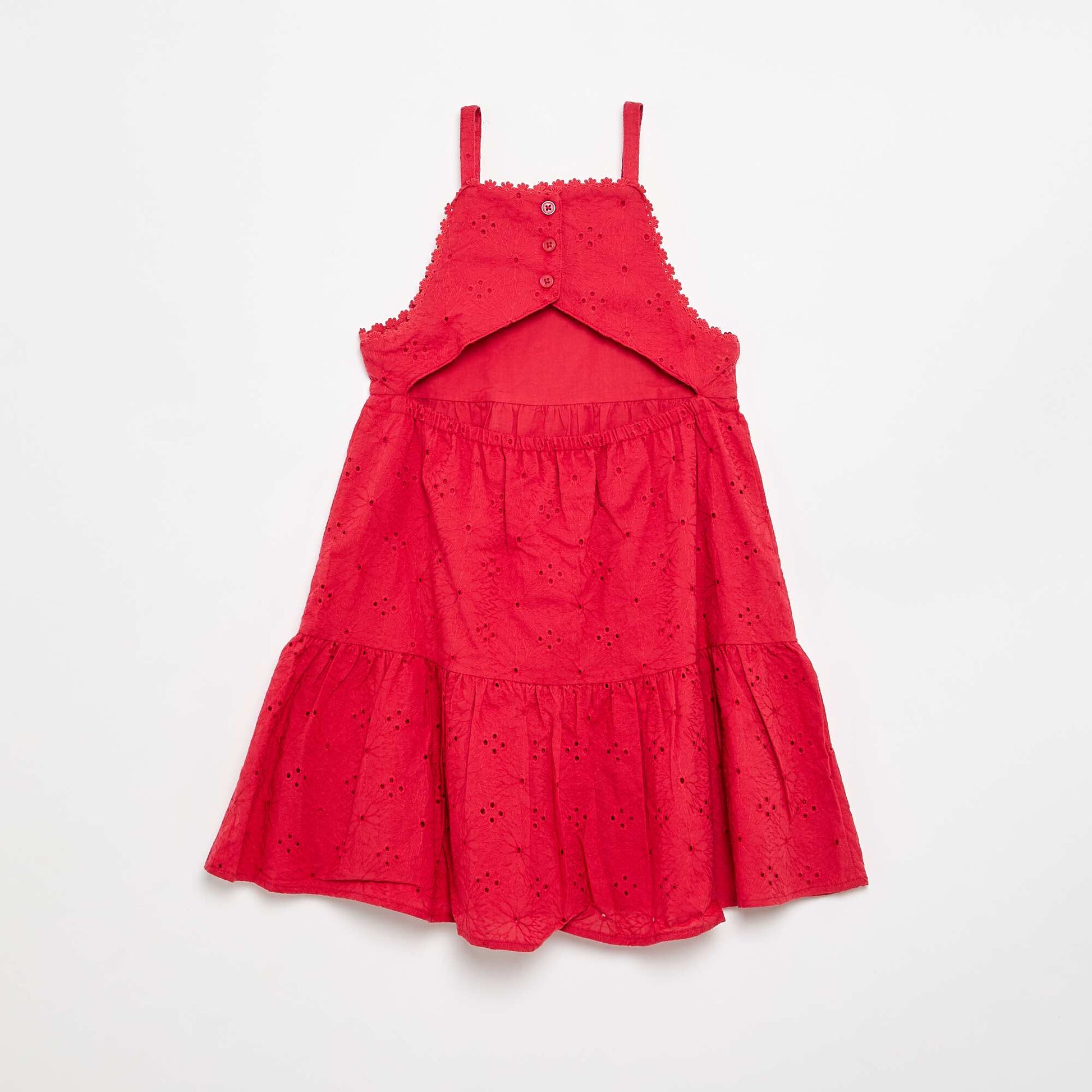 Strappy dress with broderie anglaise RED