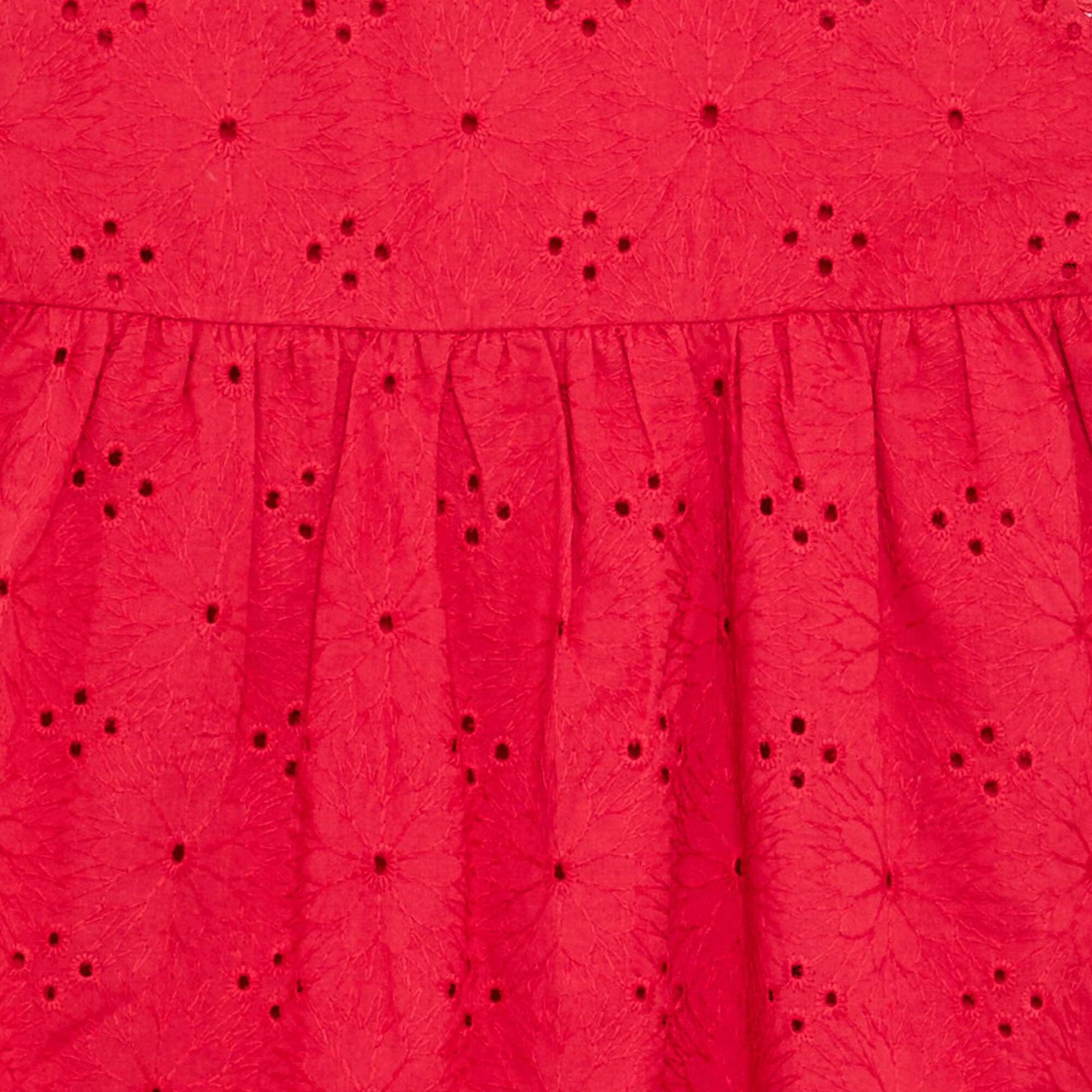 Strappy dress with broderie anglaise RED