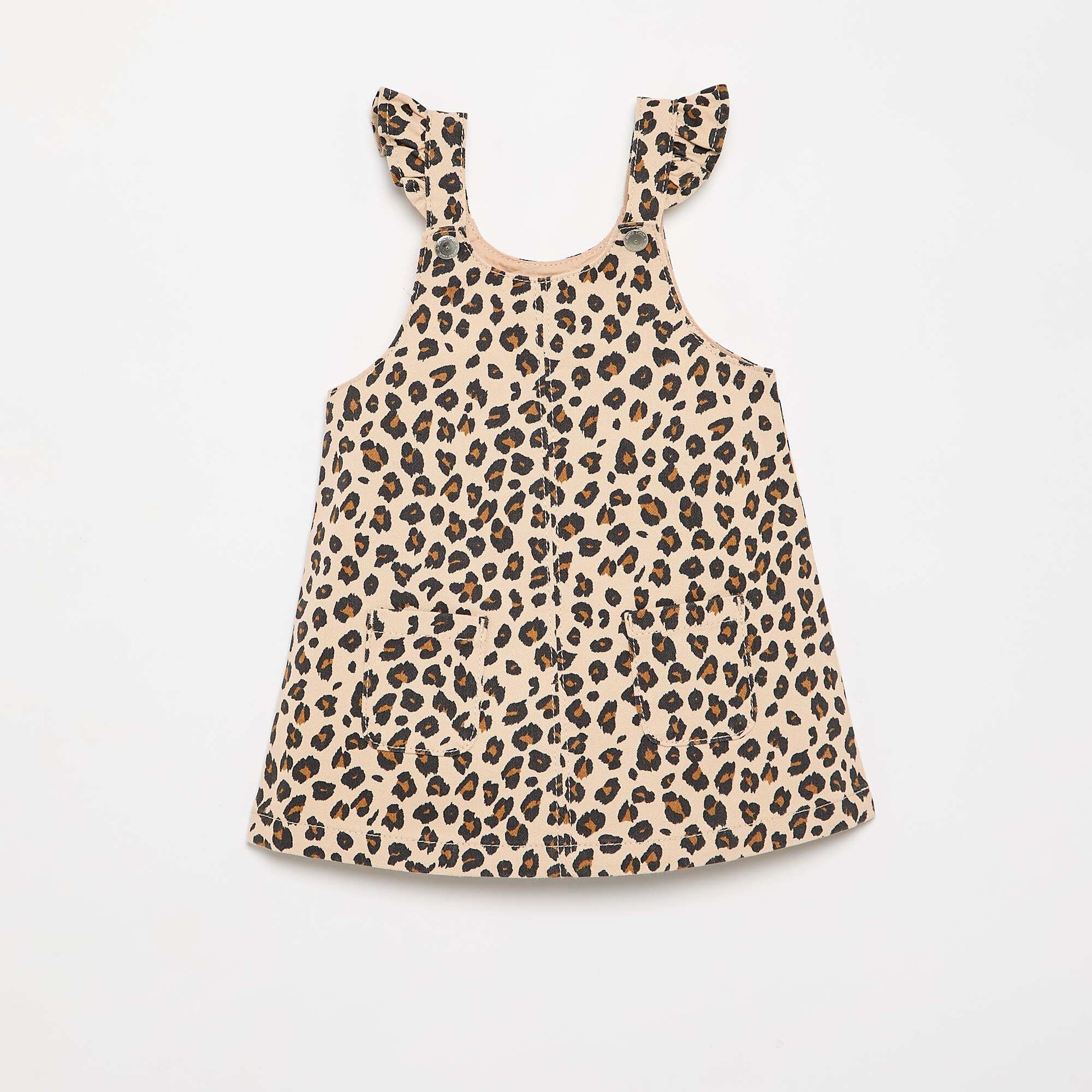Pinafore dress with leopard print BEIGE
