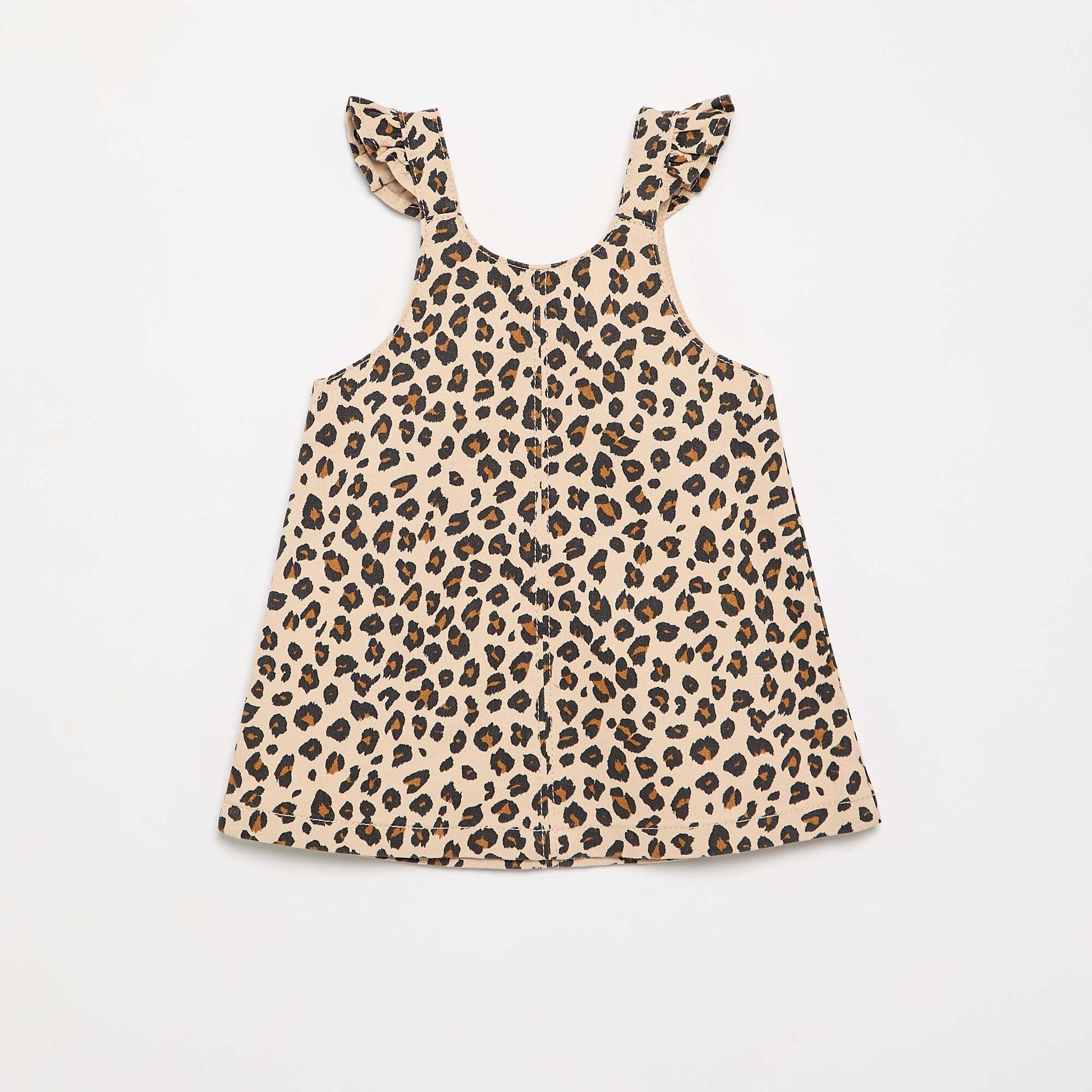 Pinafore dress with leopard print BEIGE