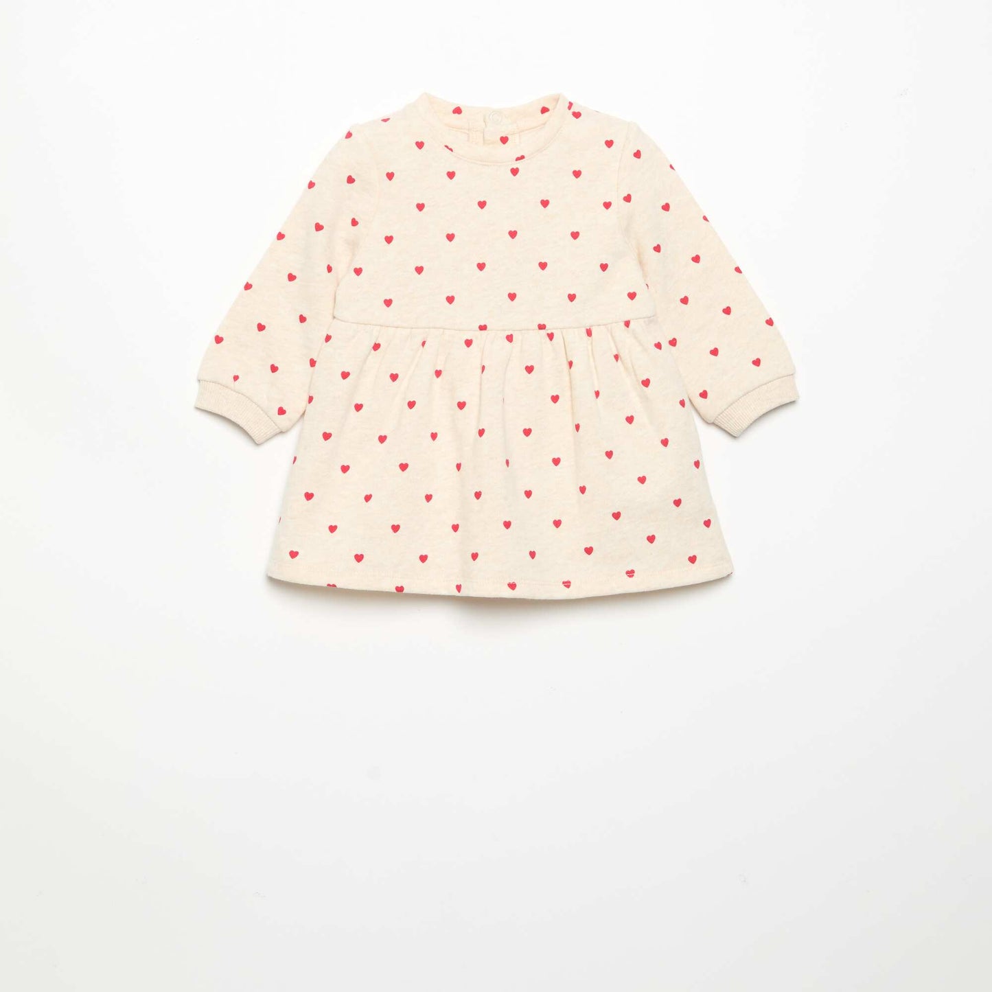 Long-sleeved printed dress BEIGE