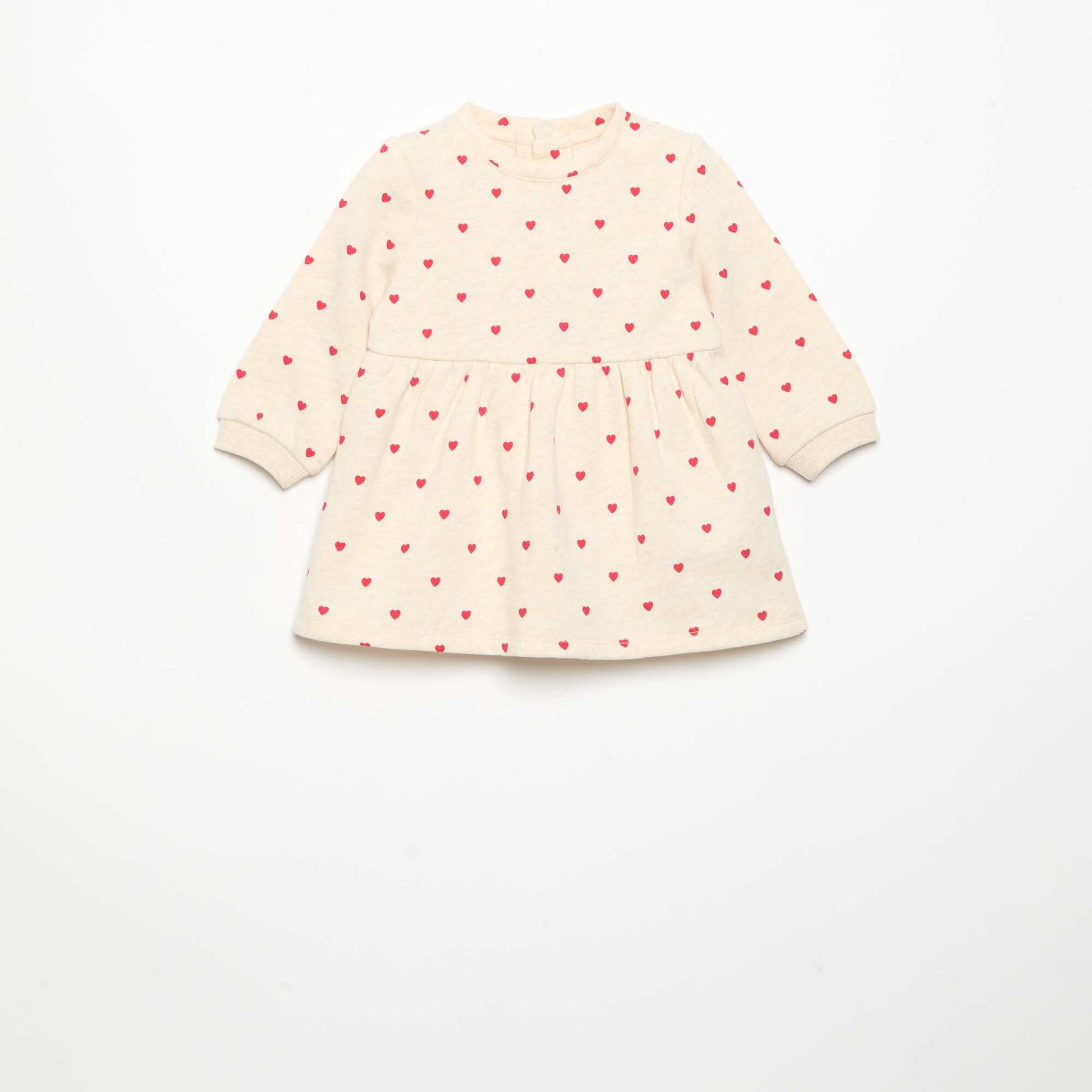 Long-sleeved printed dress BEIGE