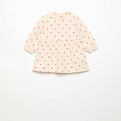 Long-sleeved printed dress BEIGE