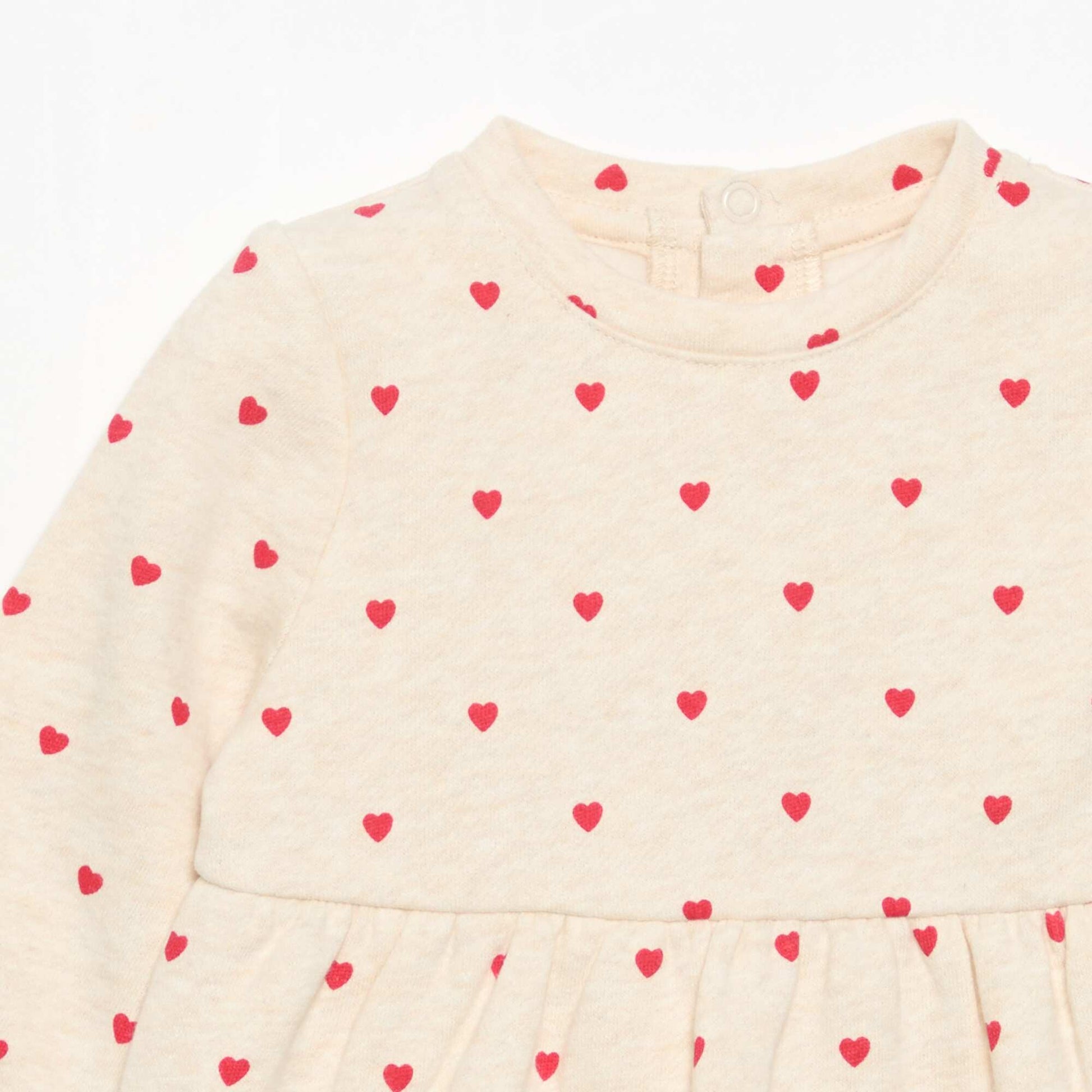 Long-sleeved printed dress BEIGE