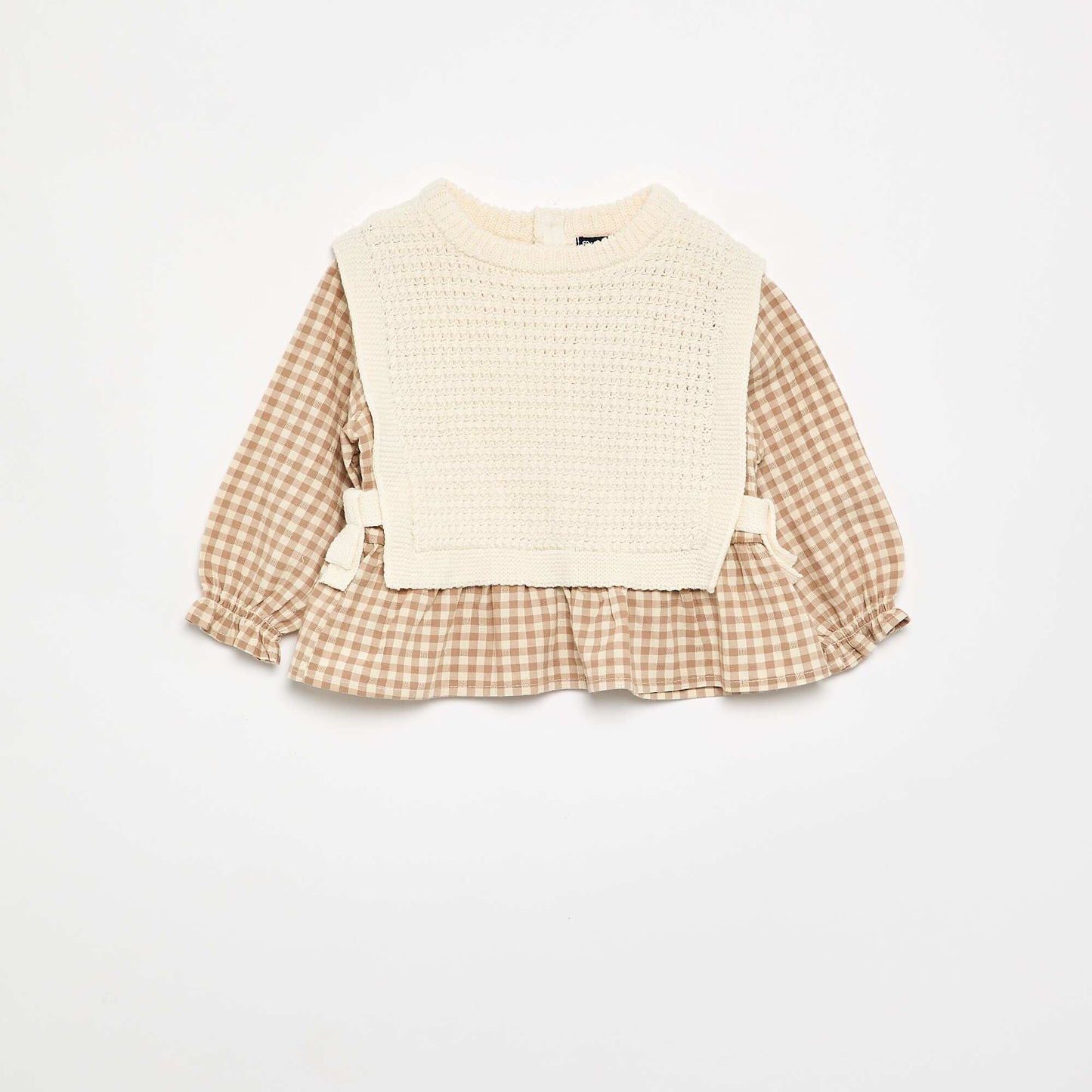Cotton Voile Sleeve Sweater BEIGE