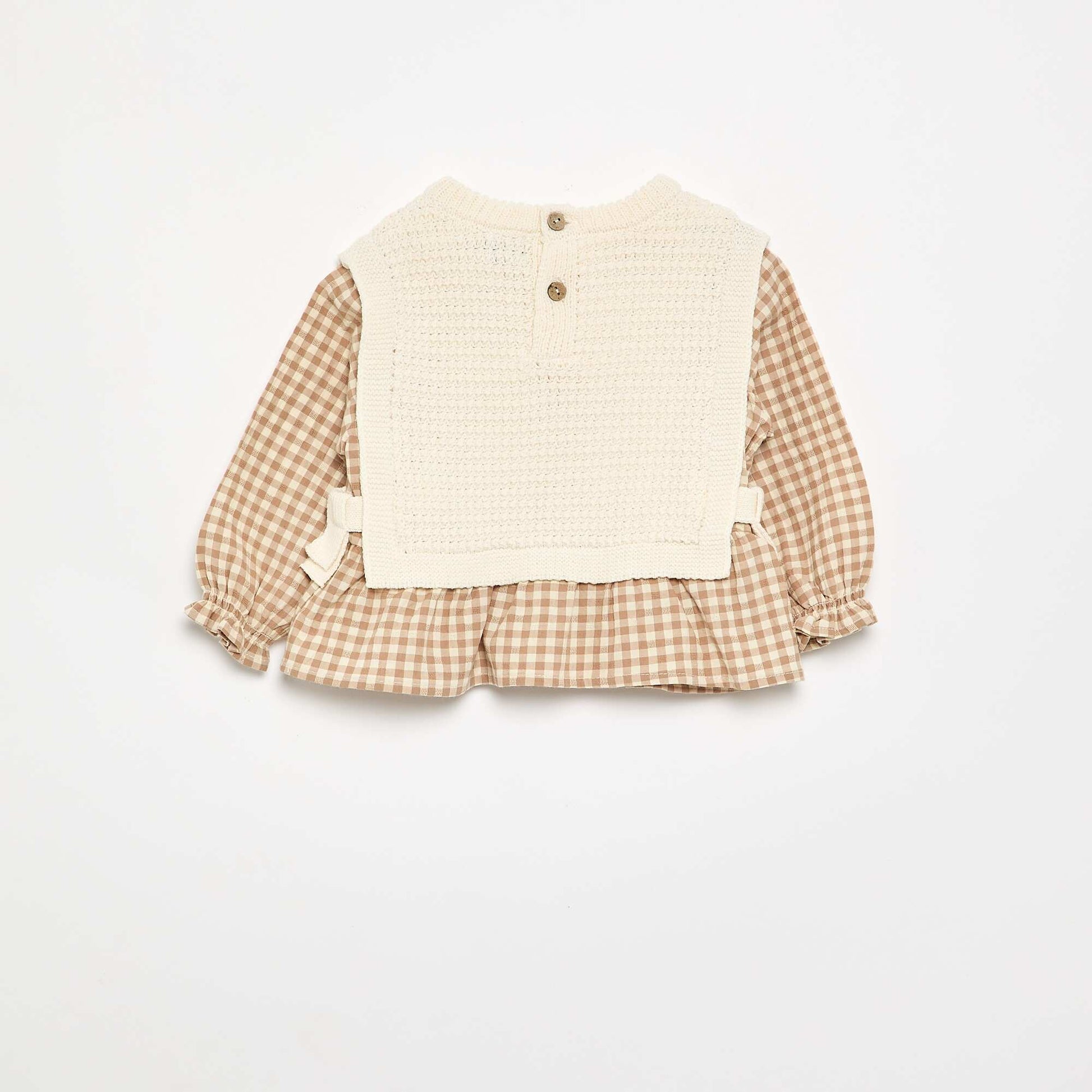 Cotton Voile Sleeve Sweater BEIGE