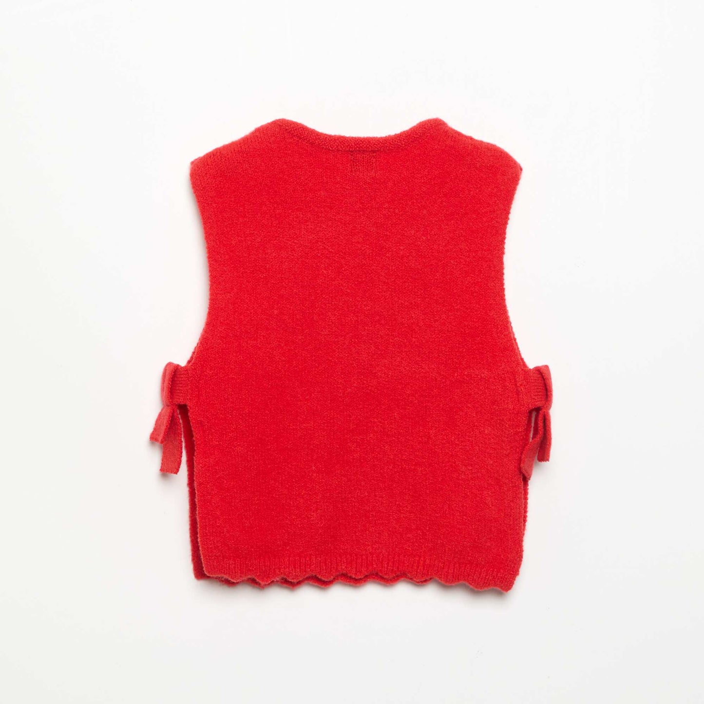 Sleeveless sweater with removable scarf RED