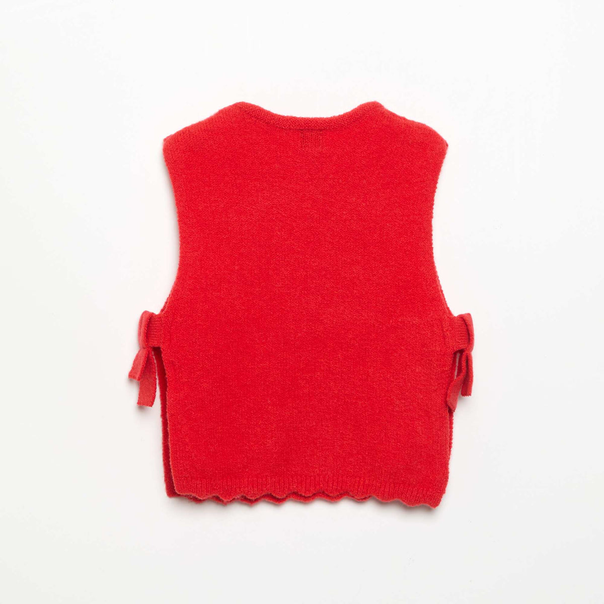 Sleeveless sweater with removable scarf RED