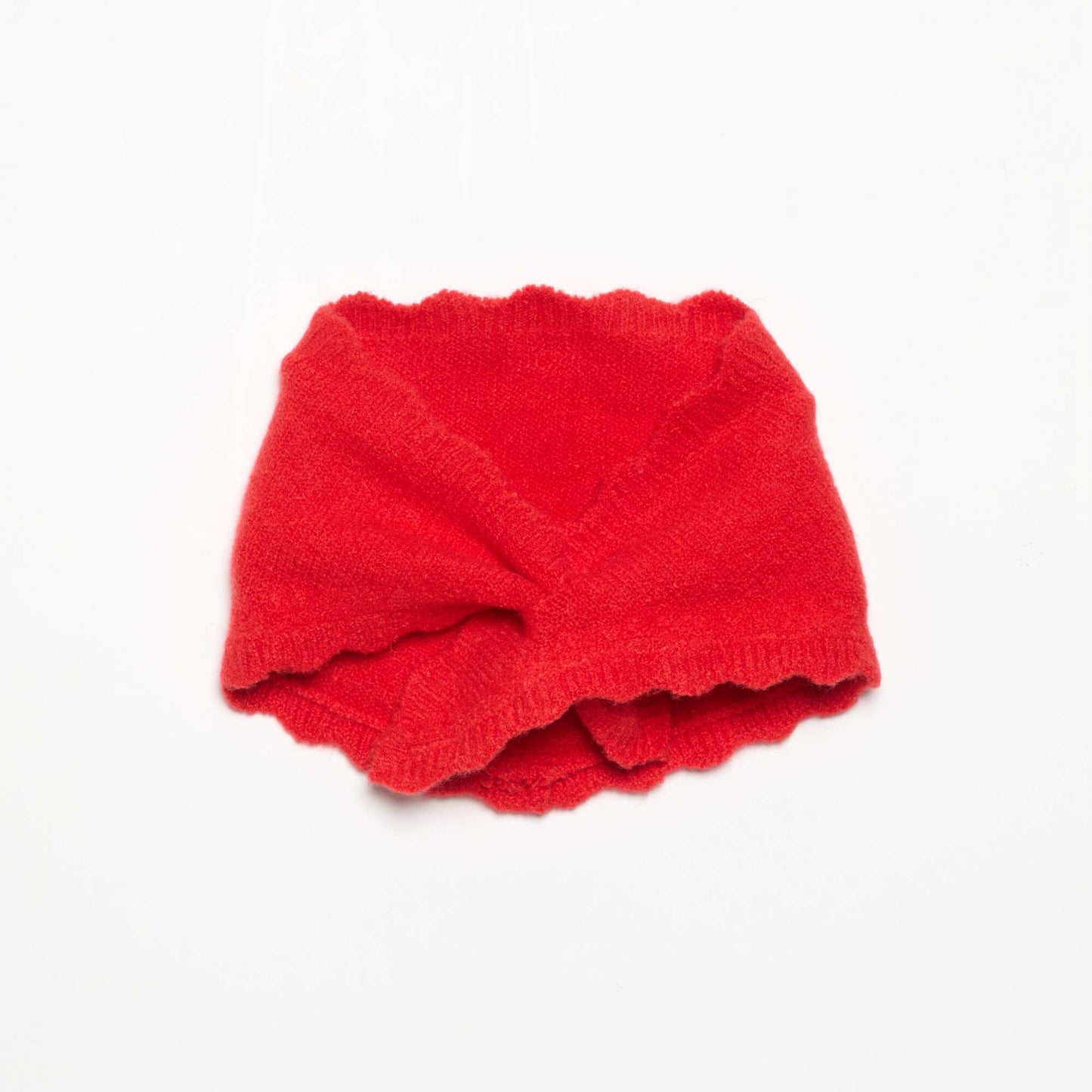 Sleeveless sweater with removable scarf RED