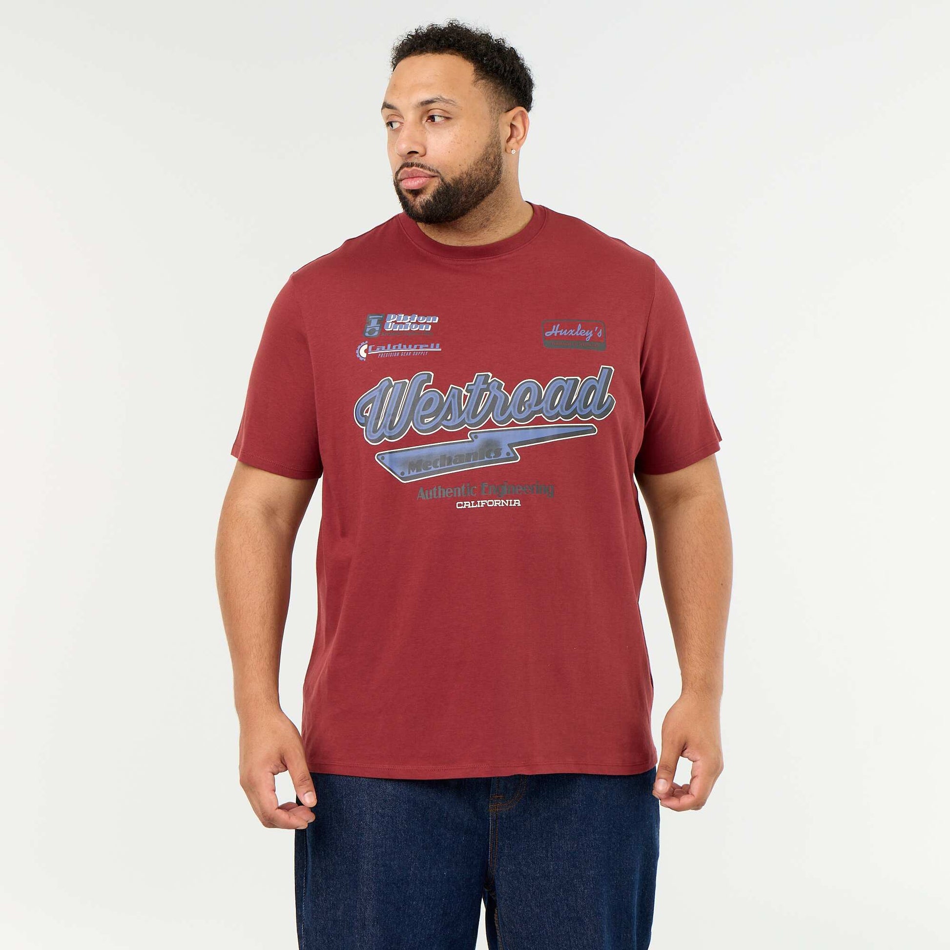 Short-sleeved printed jersey T-shirt RED