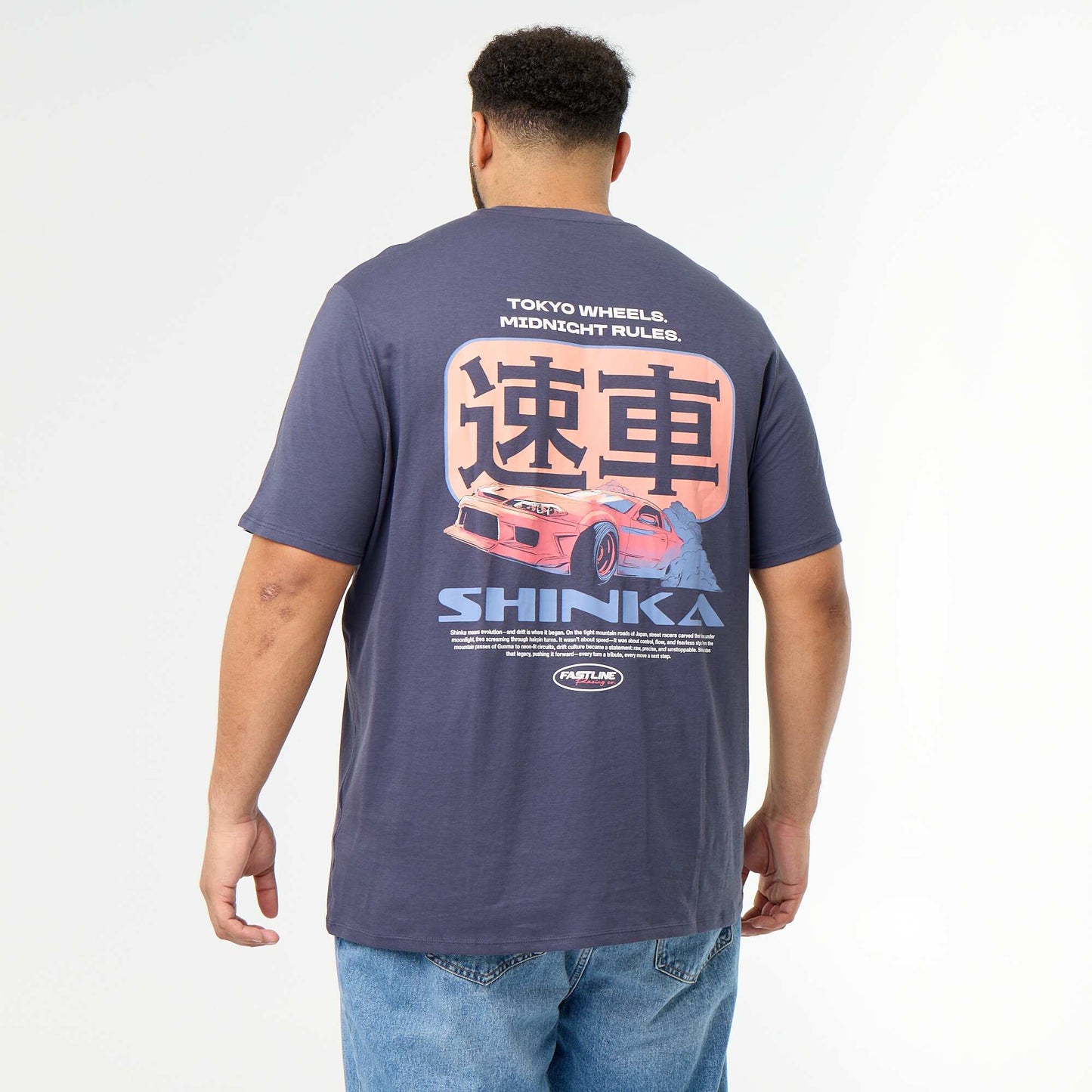 Short-sleeved printed jersey T-shirt BLUE
