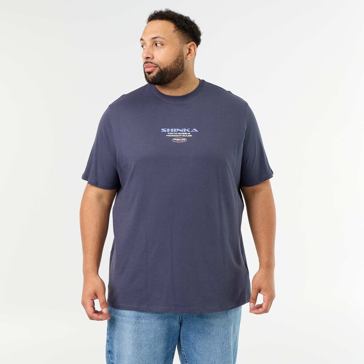 Short-sleeved printed jersey T-shirt BLUE
