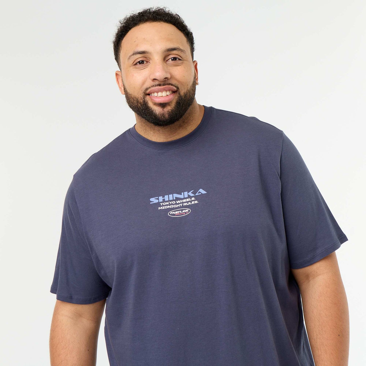 Short-sleeved printed jersey T-shirt BLUE