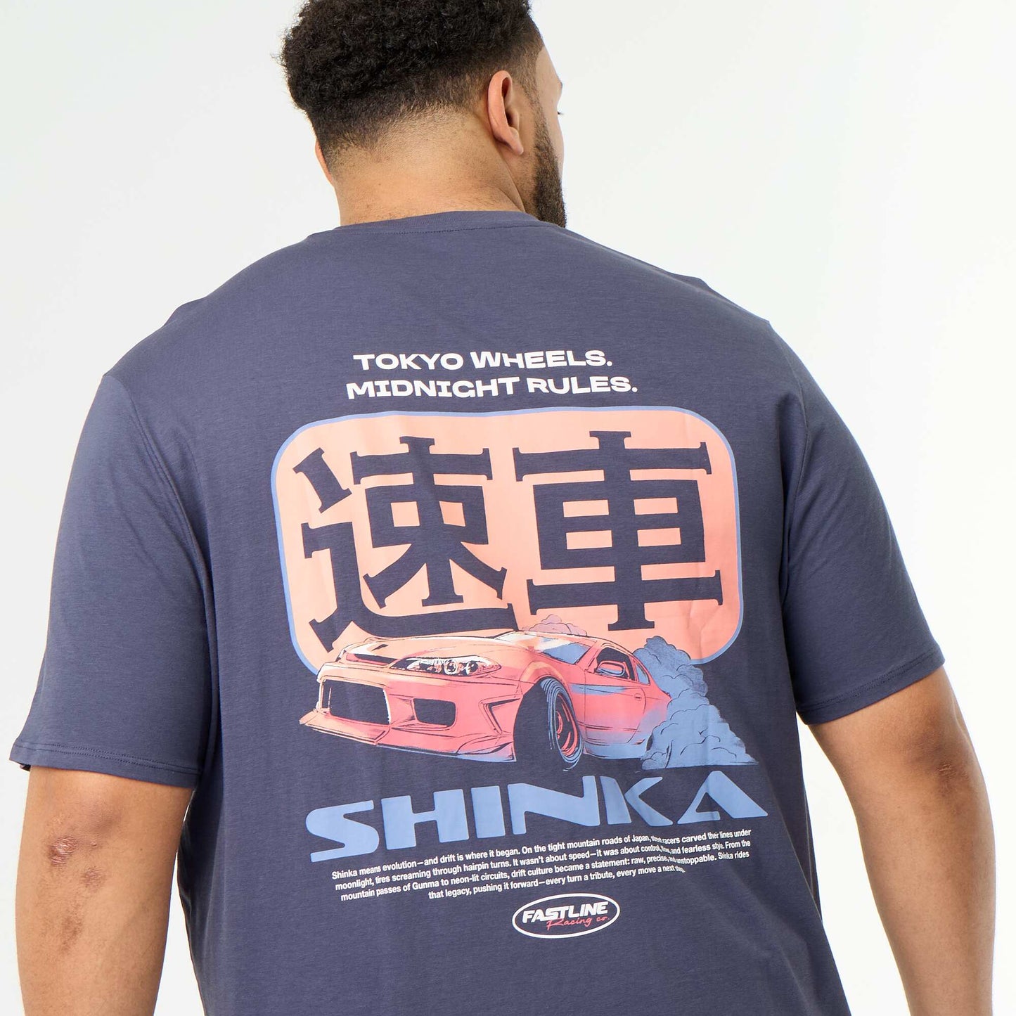 Short-sleeved printed jersey T-shirt BLUE