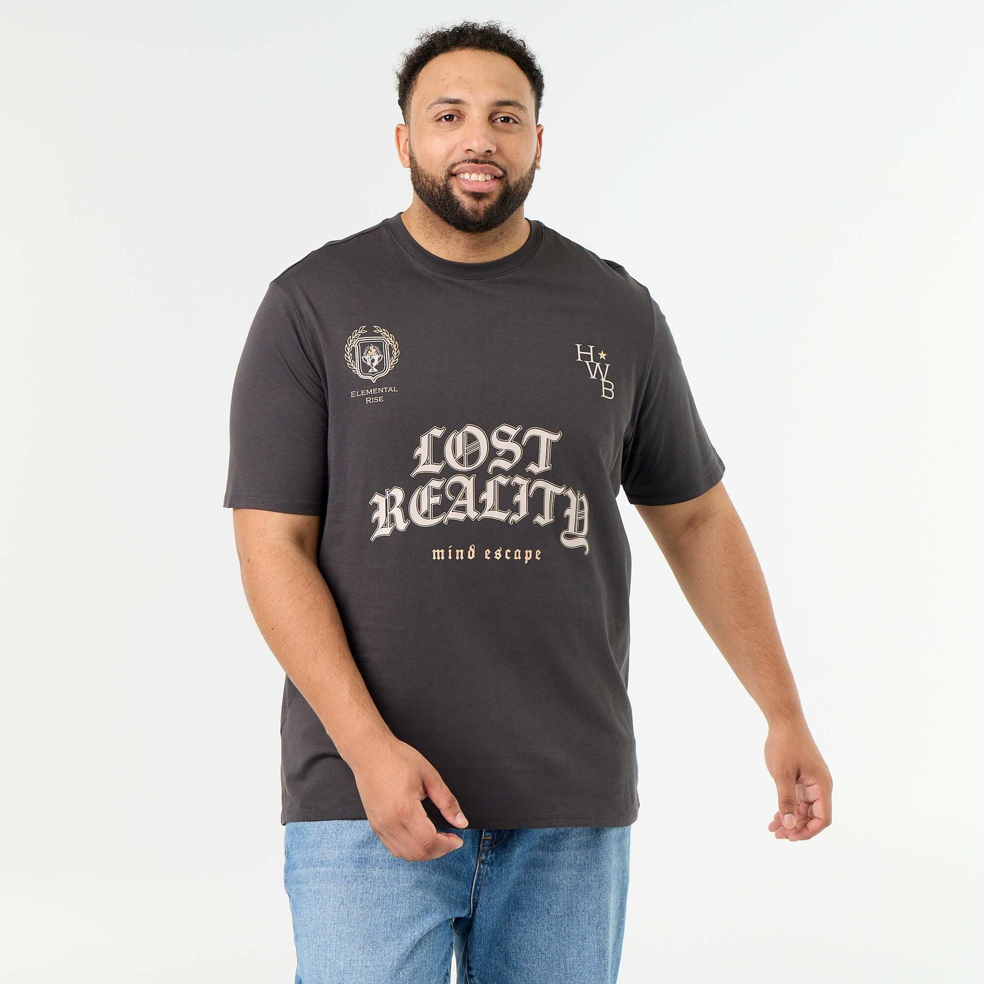 Short-sleeved printed jersey T-shirt GREY