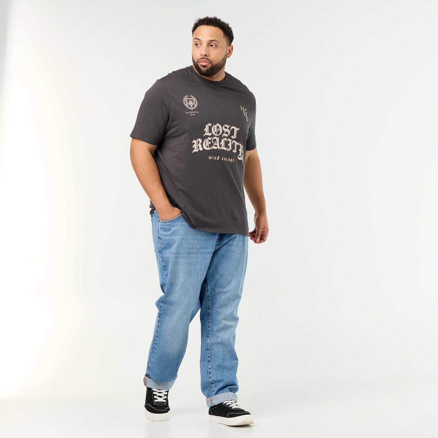 Short-sleeved printed jersey T-shirt GREY