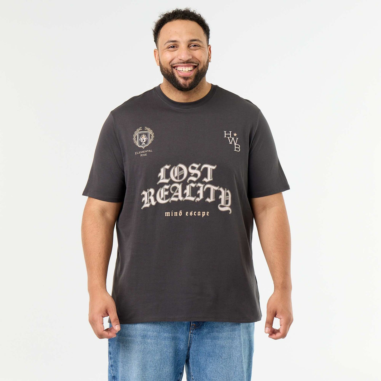 Short-sleeved printed jersey T-shirt GREY