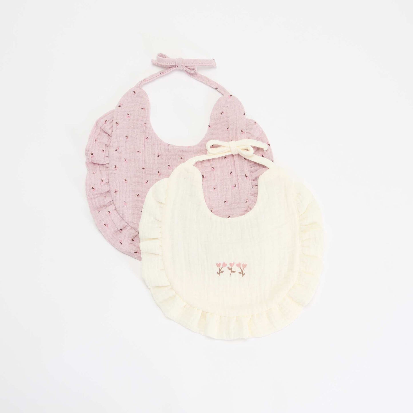 Set of 2 ruffled bibs PINK
