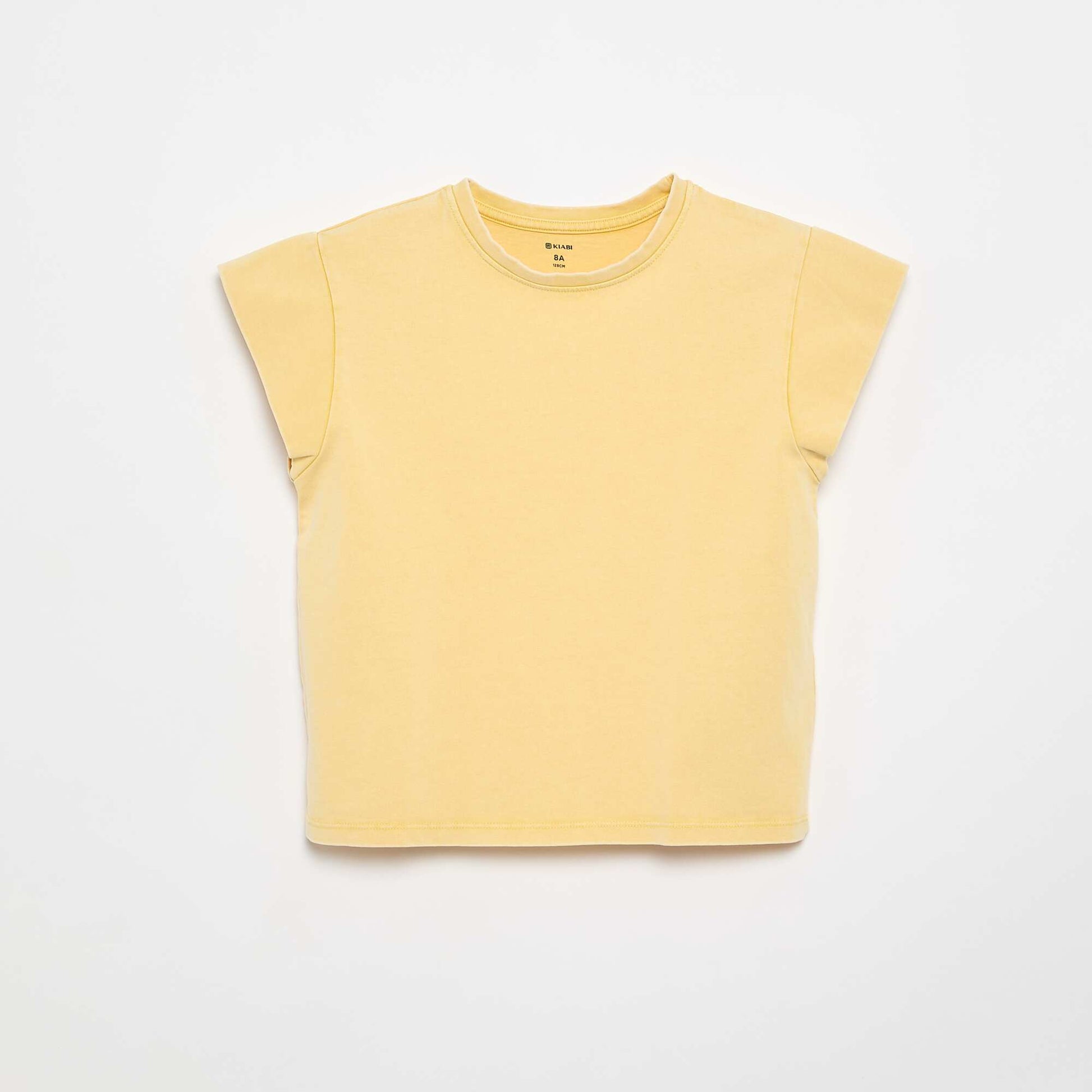 Plain extra-short sleeve T-shirt YELLOW