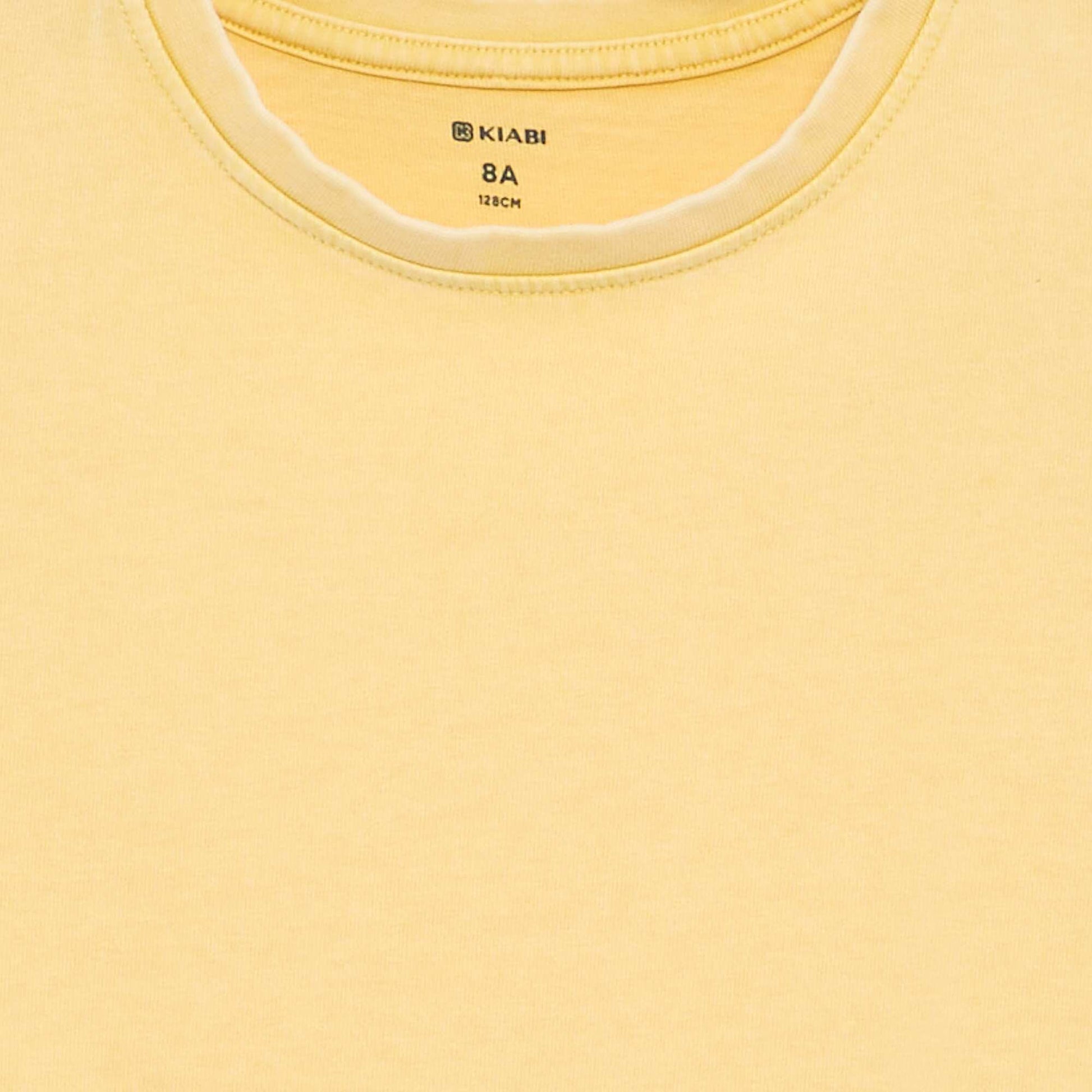 Plain extra-short sleeve T-shirt YELLOW