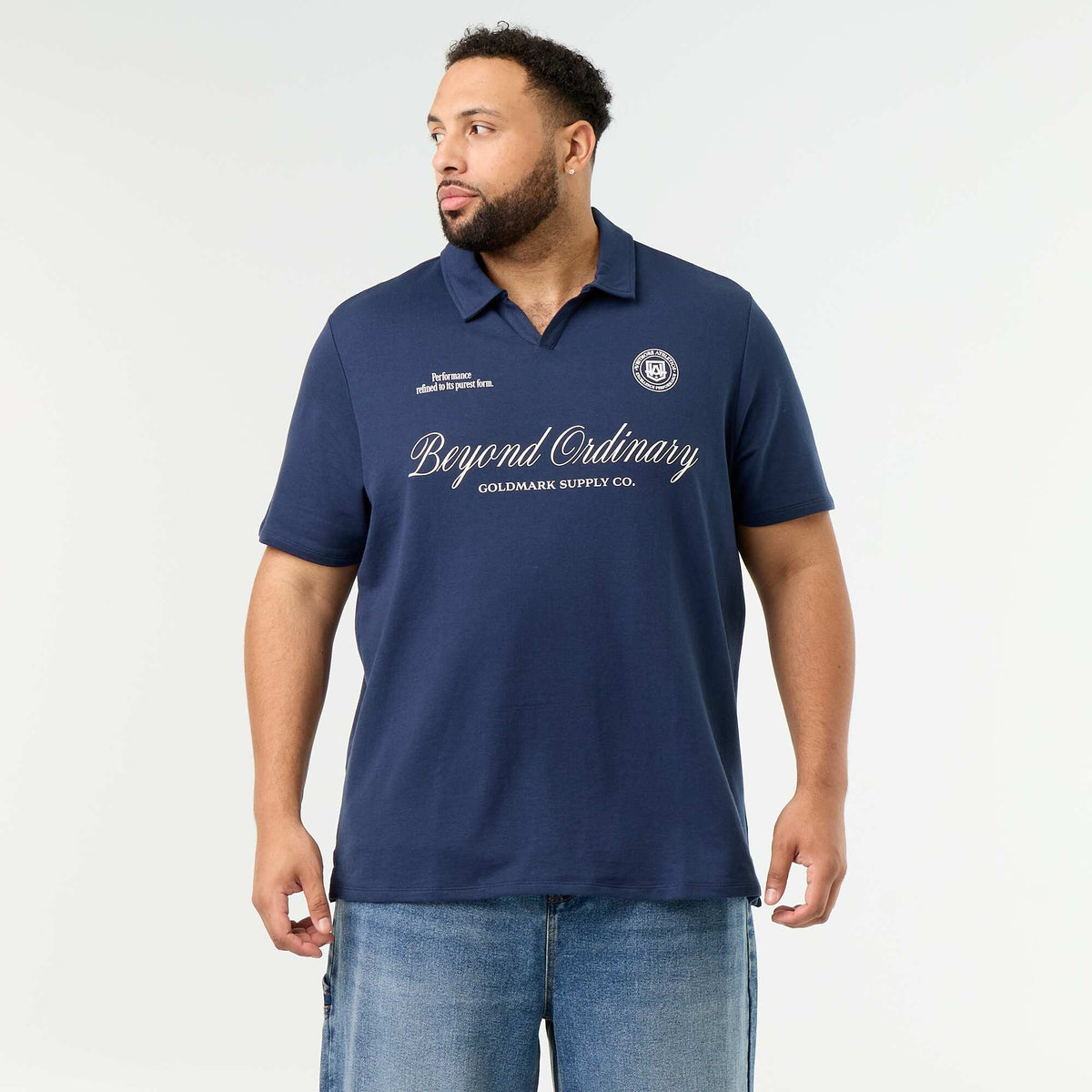 Short-sleeve jersey knit polo BLACK