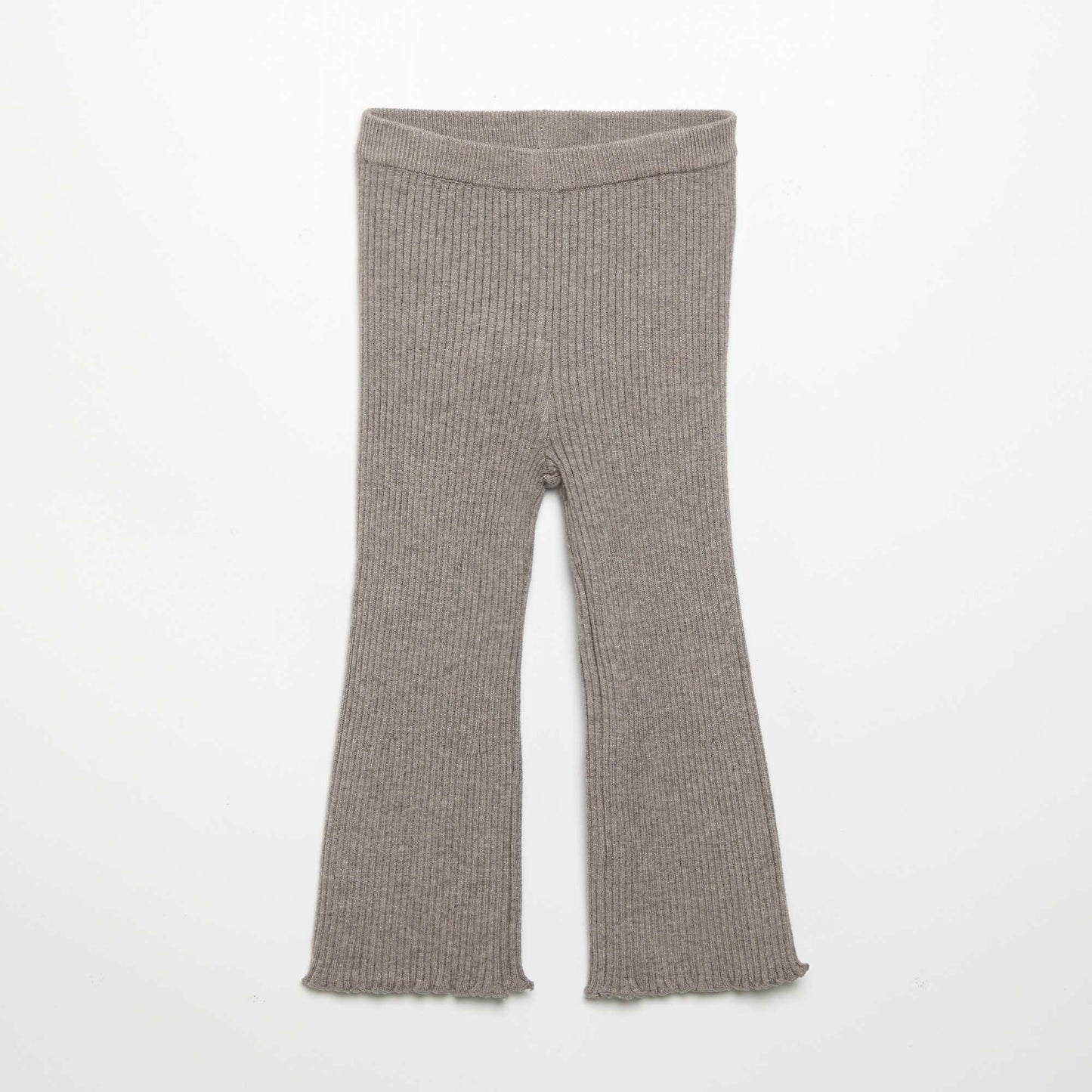 Solid Ribbed Knit Leggings BROWN