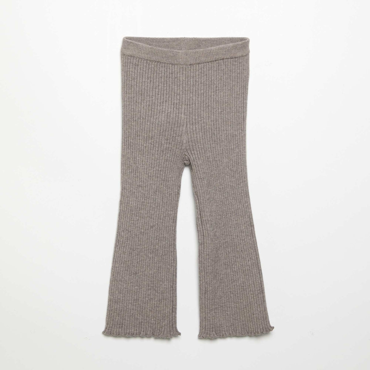 Solid Ribbed Knit Leggings BROWN
