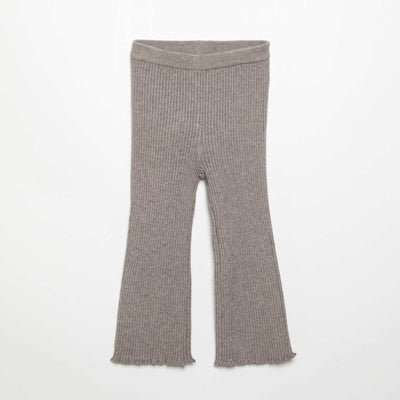 Solid Ribbed Knit Leggings BROWN
