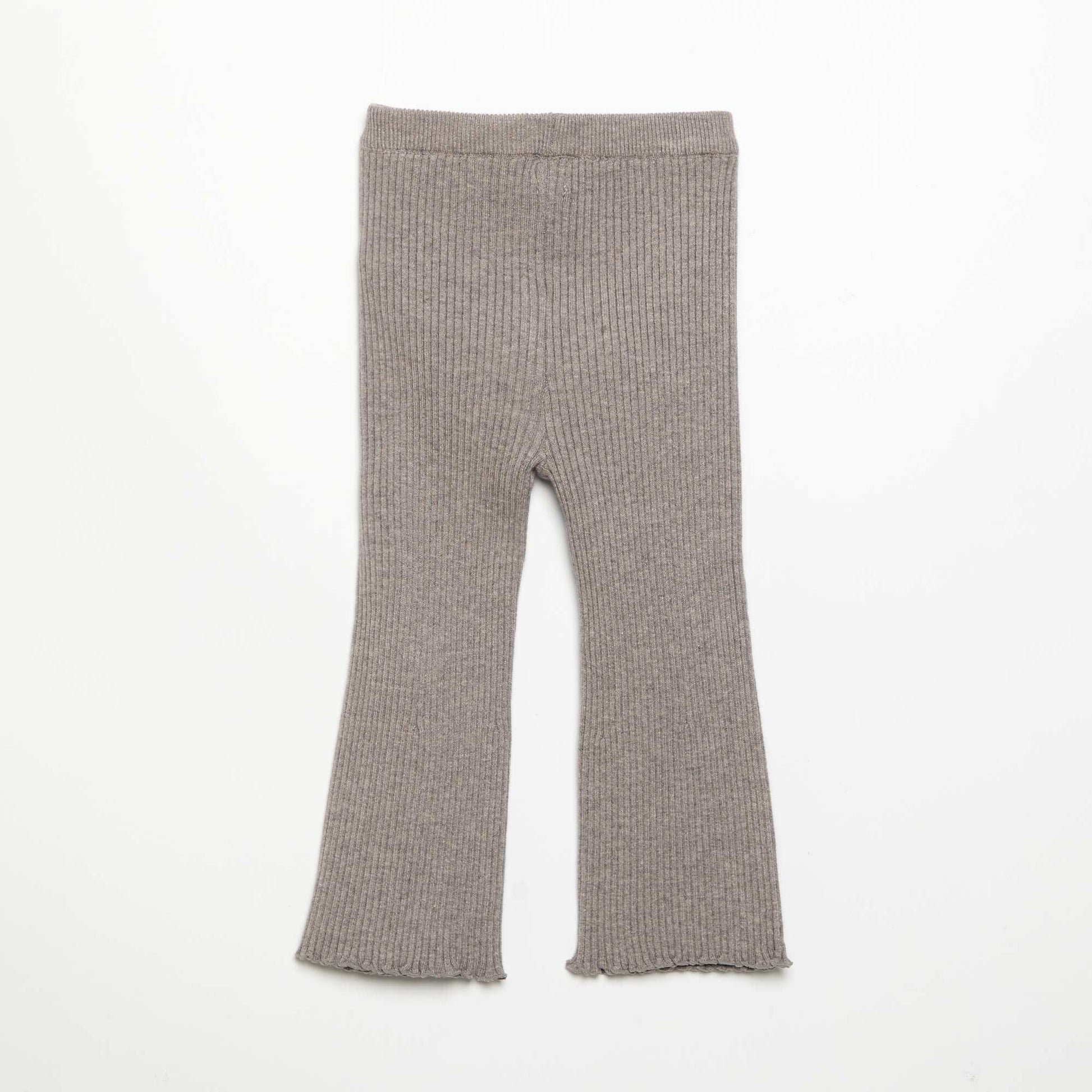 Solid Ribbed Knit Leggings BROWN