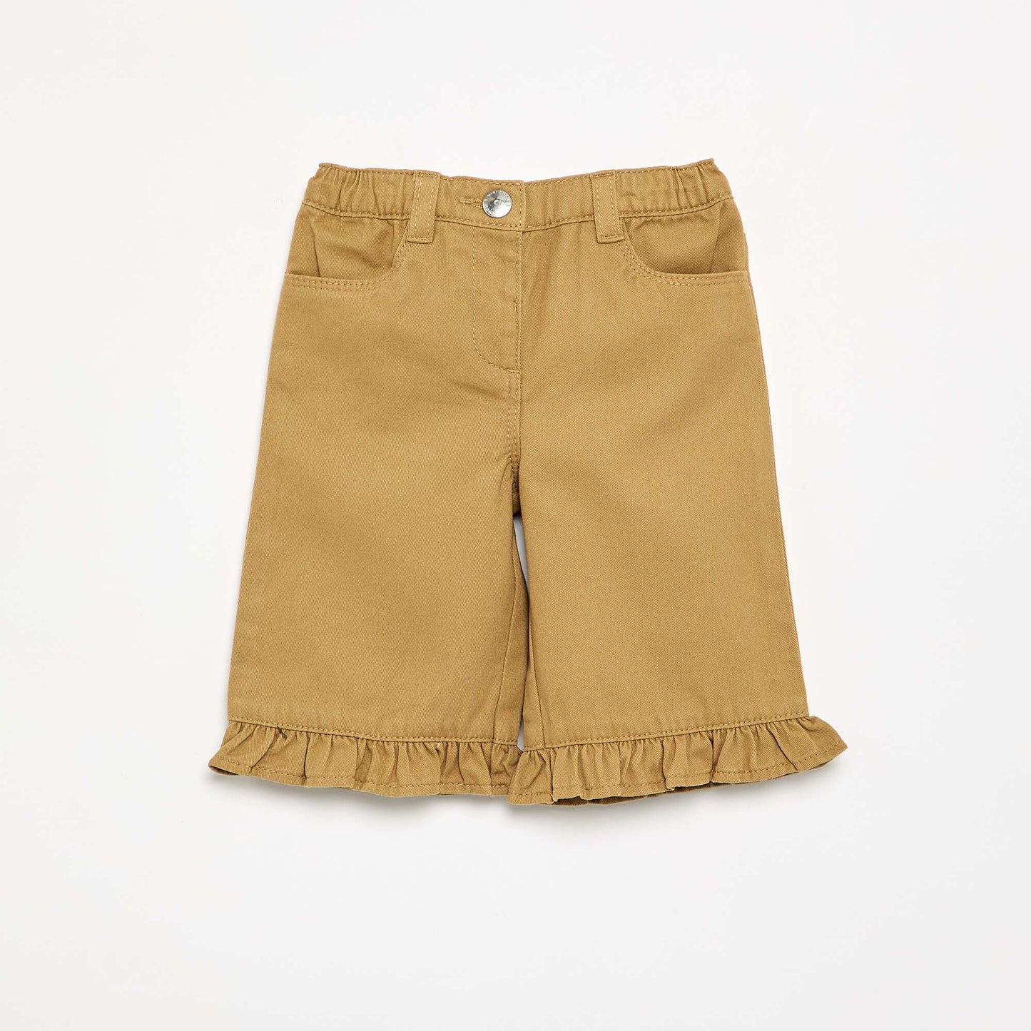 Solid Ruffled Hem Trousers GREEN