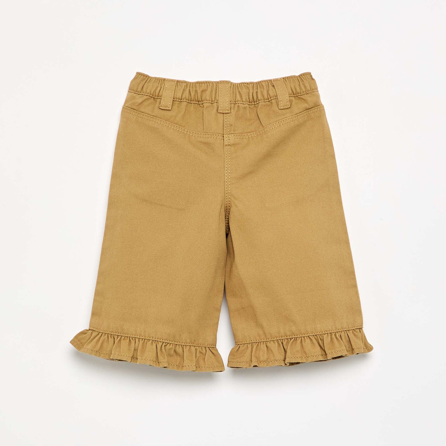 Solid Ruffled Hem Trousers GREEN