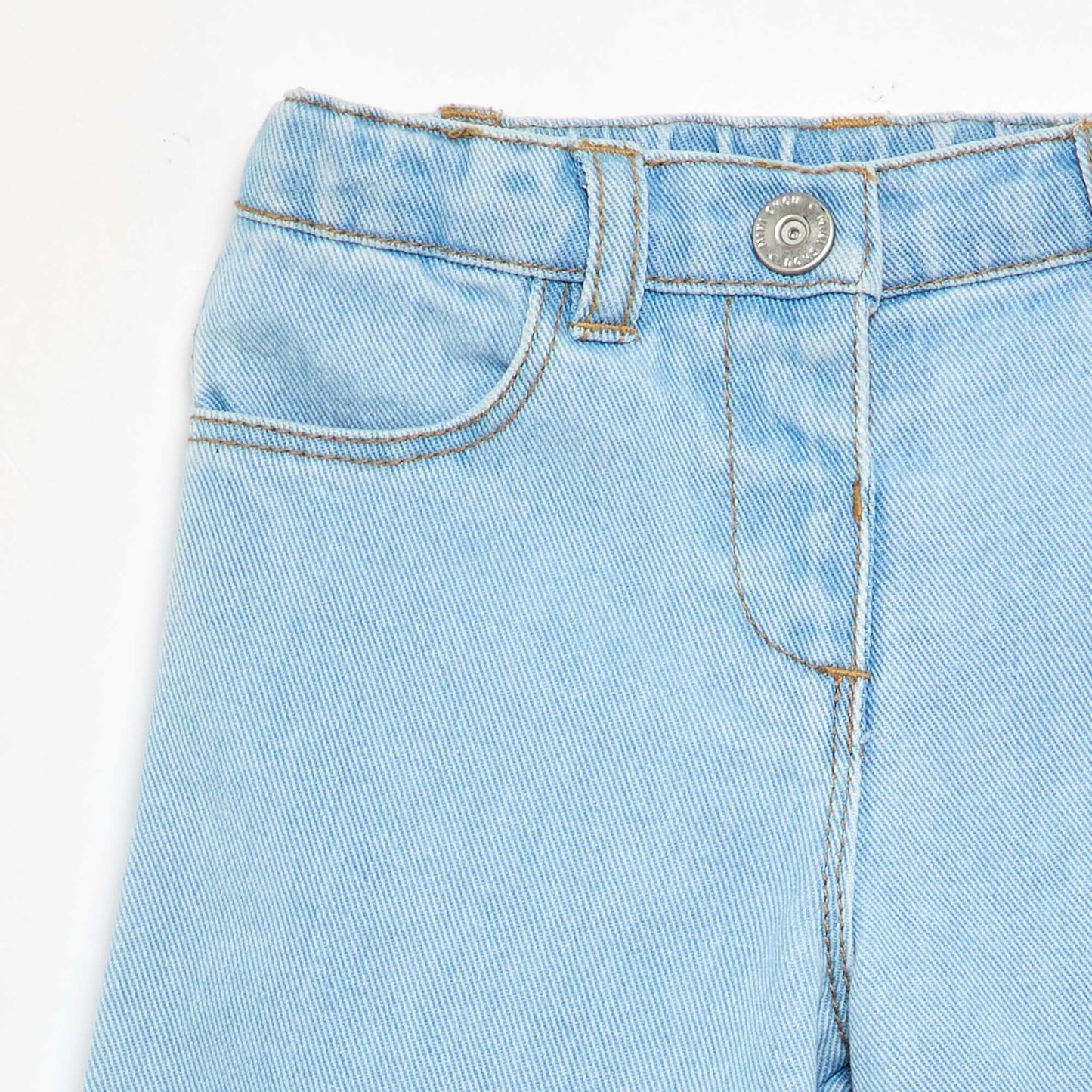 Wide-leg denim pants with ruffles BLUE
