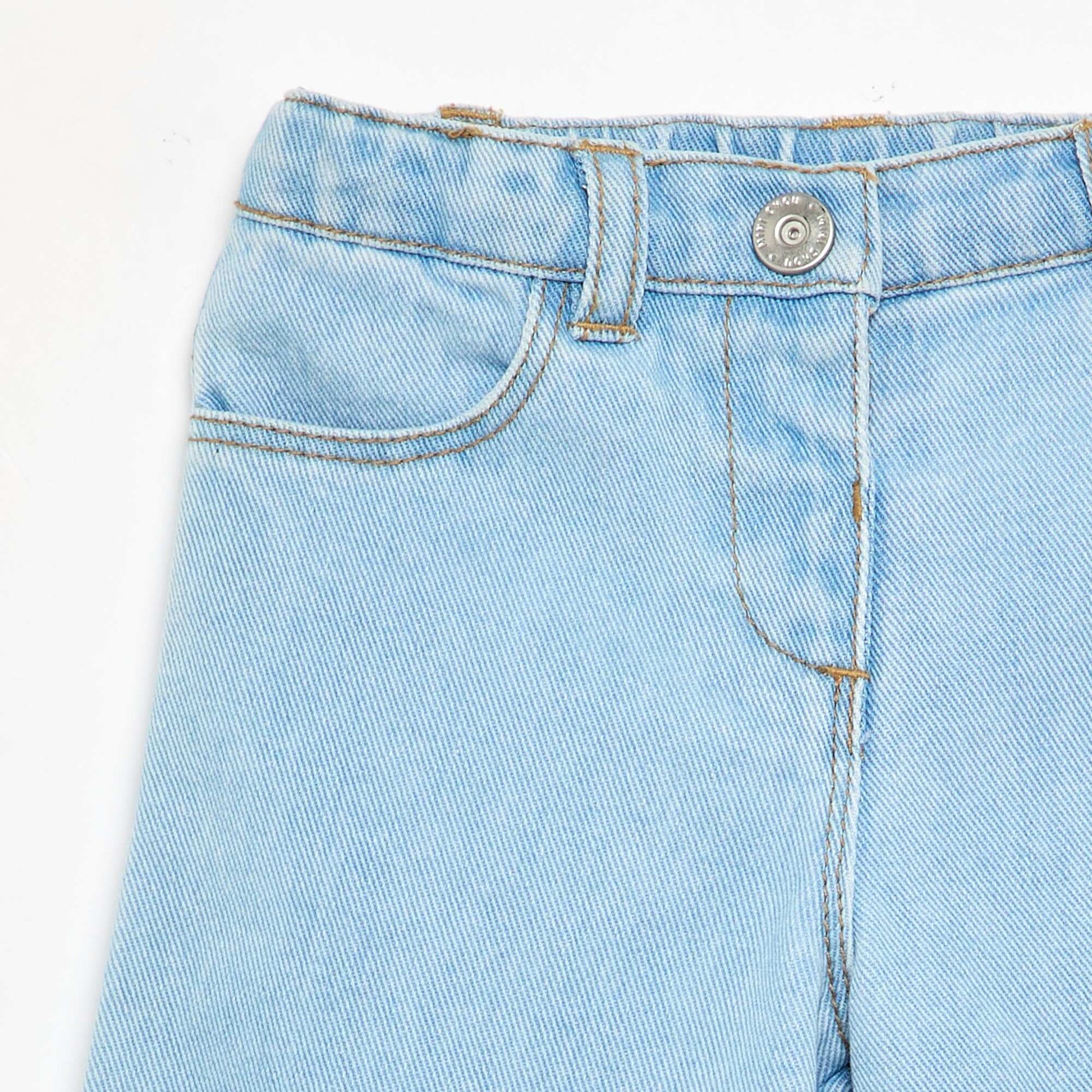 Wide-leg denim pants with ruffles BLUE