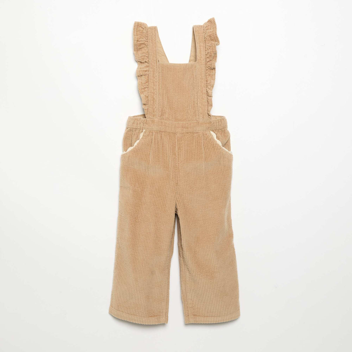 Solid Corduroy Dungarees BEIGE