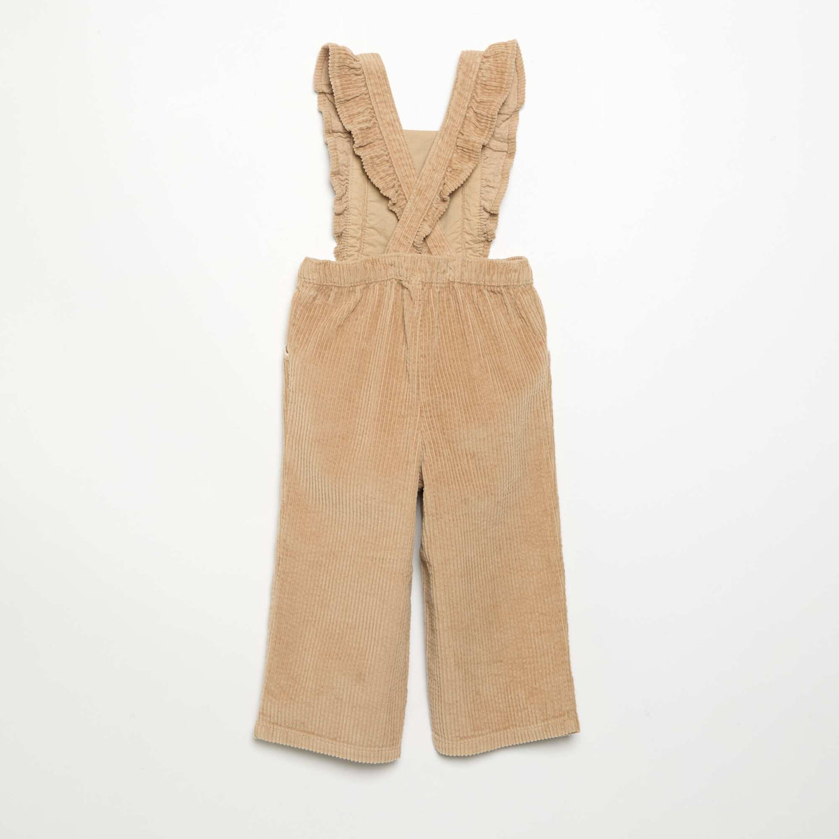Solid Corduroy Dungarees BEIGE