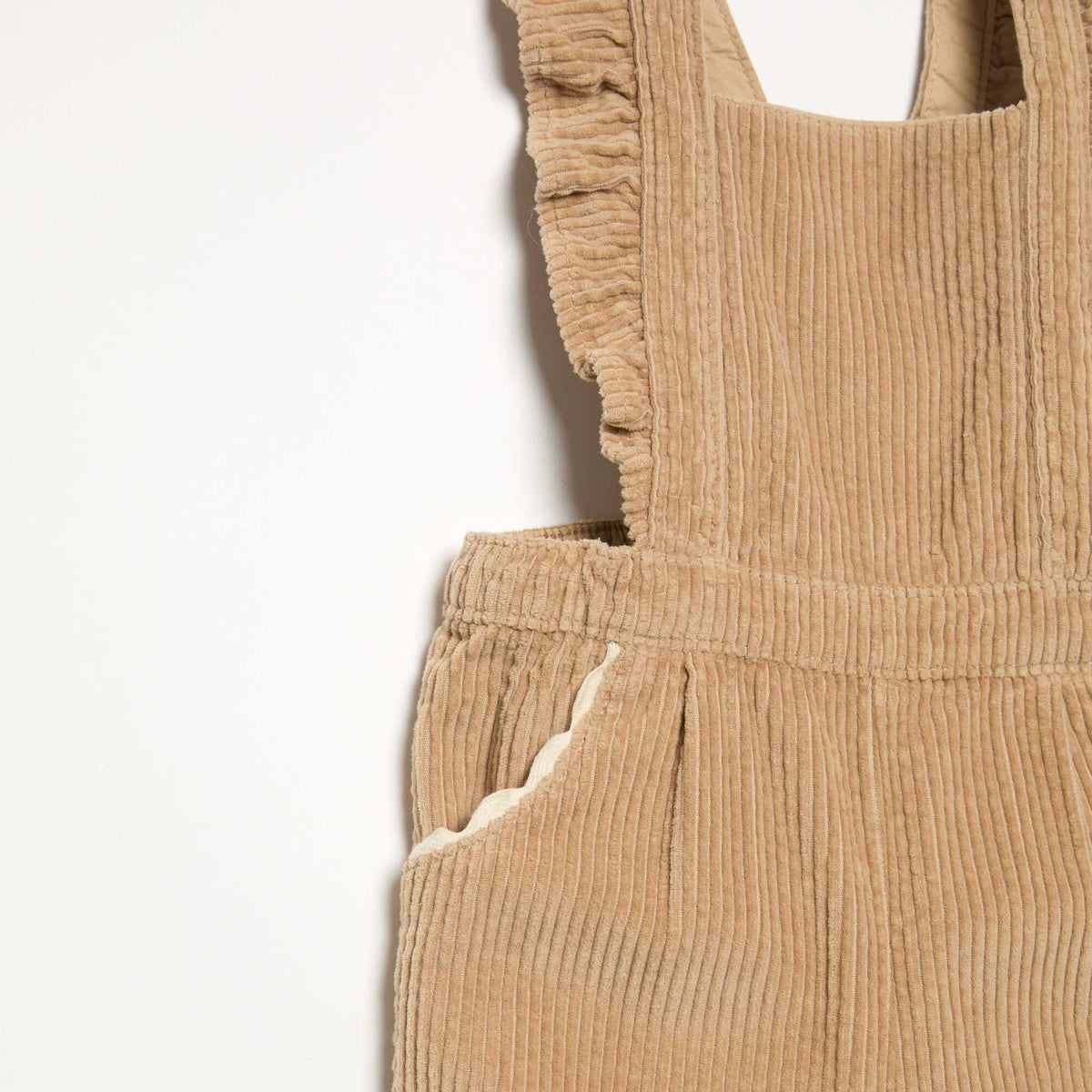 Solid Corduroy Dungarees BEIGE