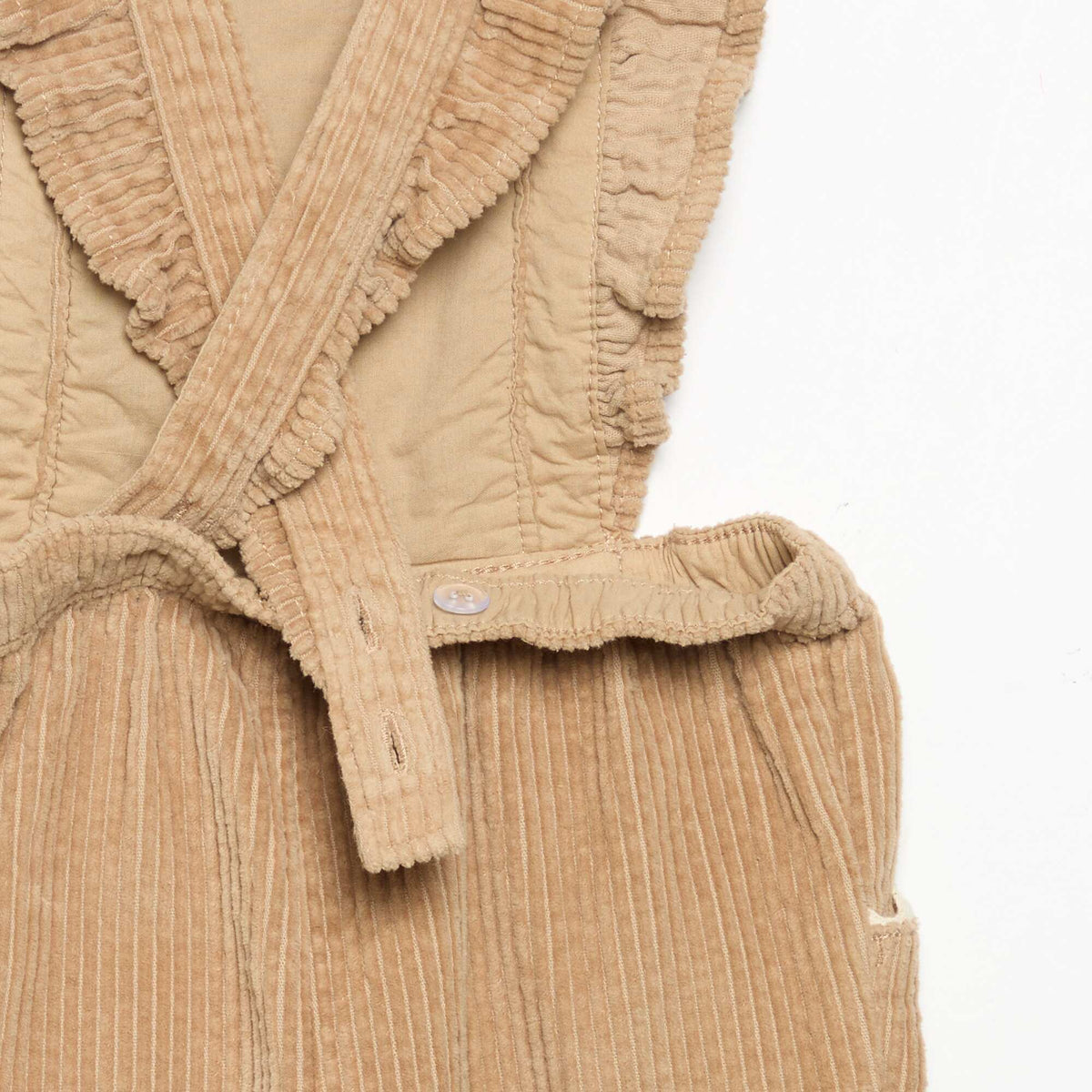 Solid Corduroy Dungarees BEIGE
