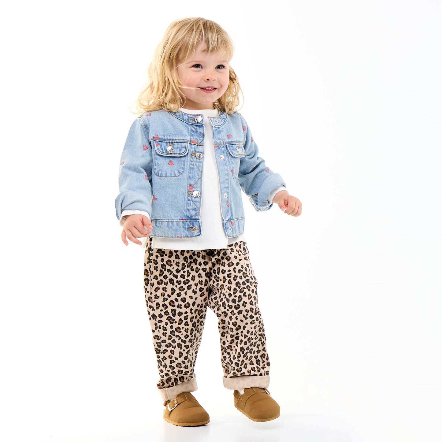 Leopard Print Twill Pants BEIGE