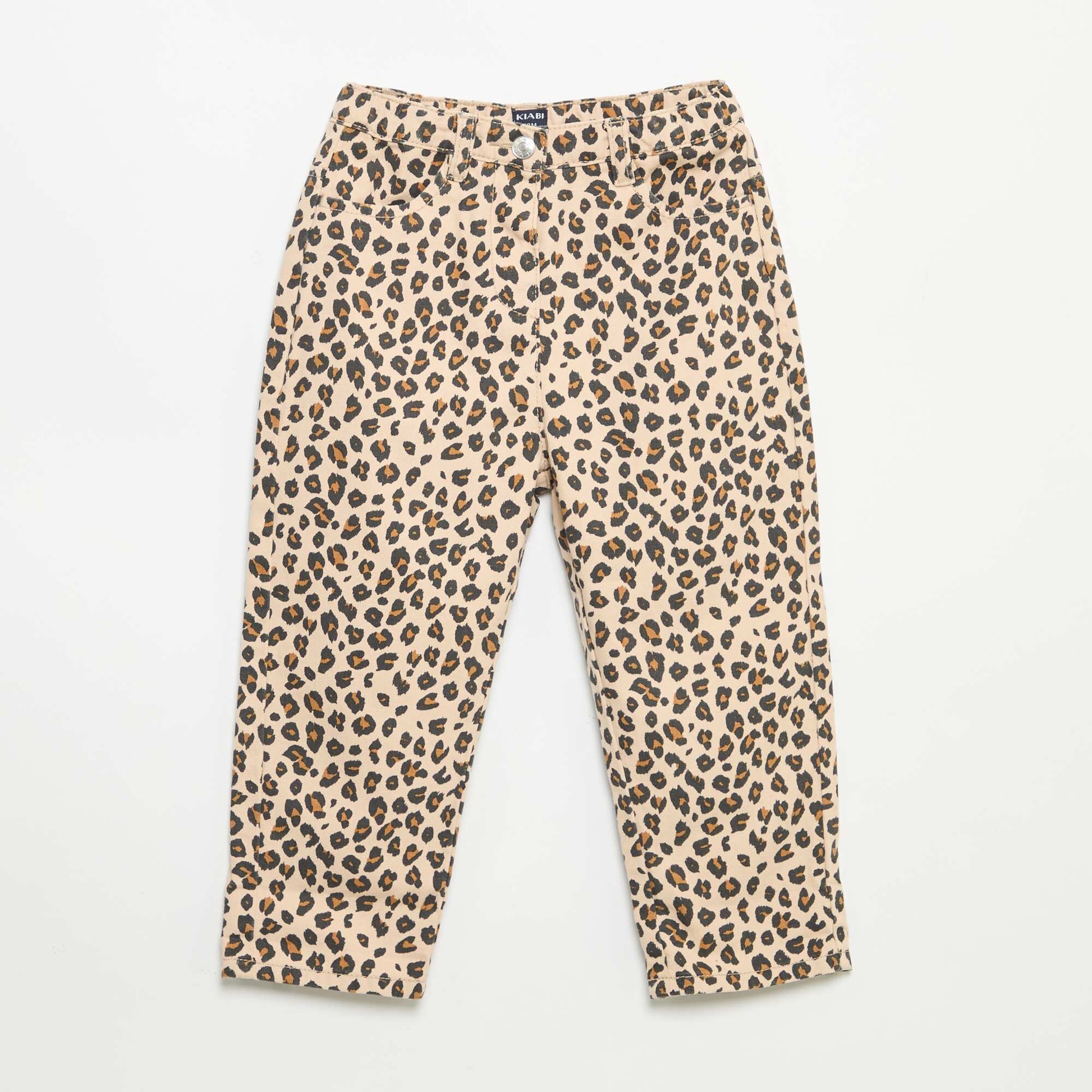 Leopard Print Twill Pants BEIGE