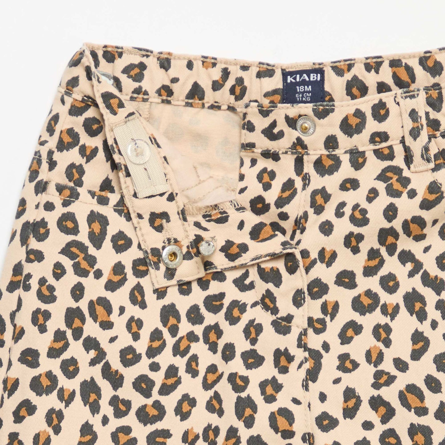 Leopard Print Twill Pants BEIGE