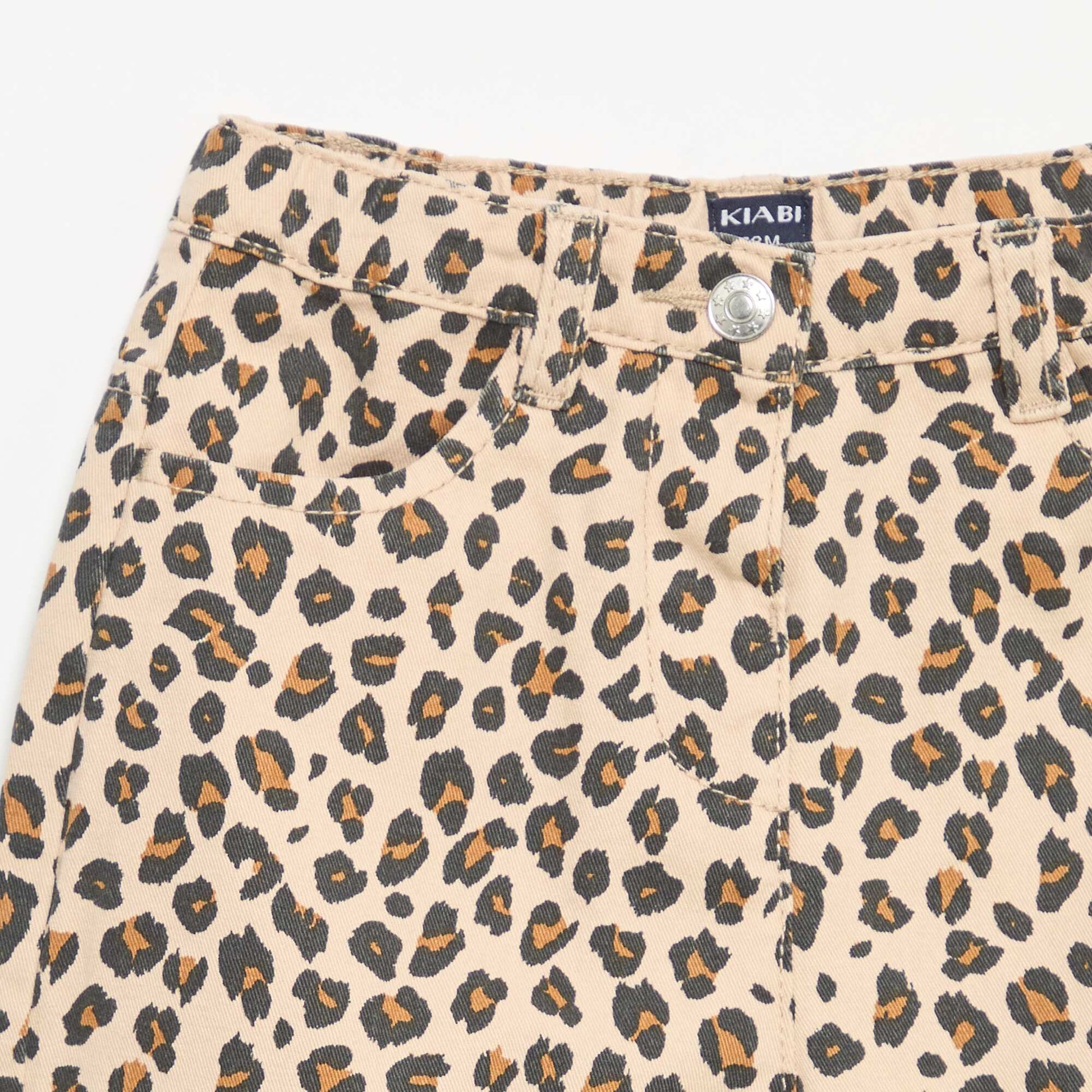 Leopard Print Twill Pants BEIGE